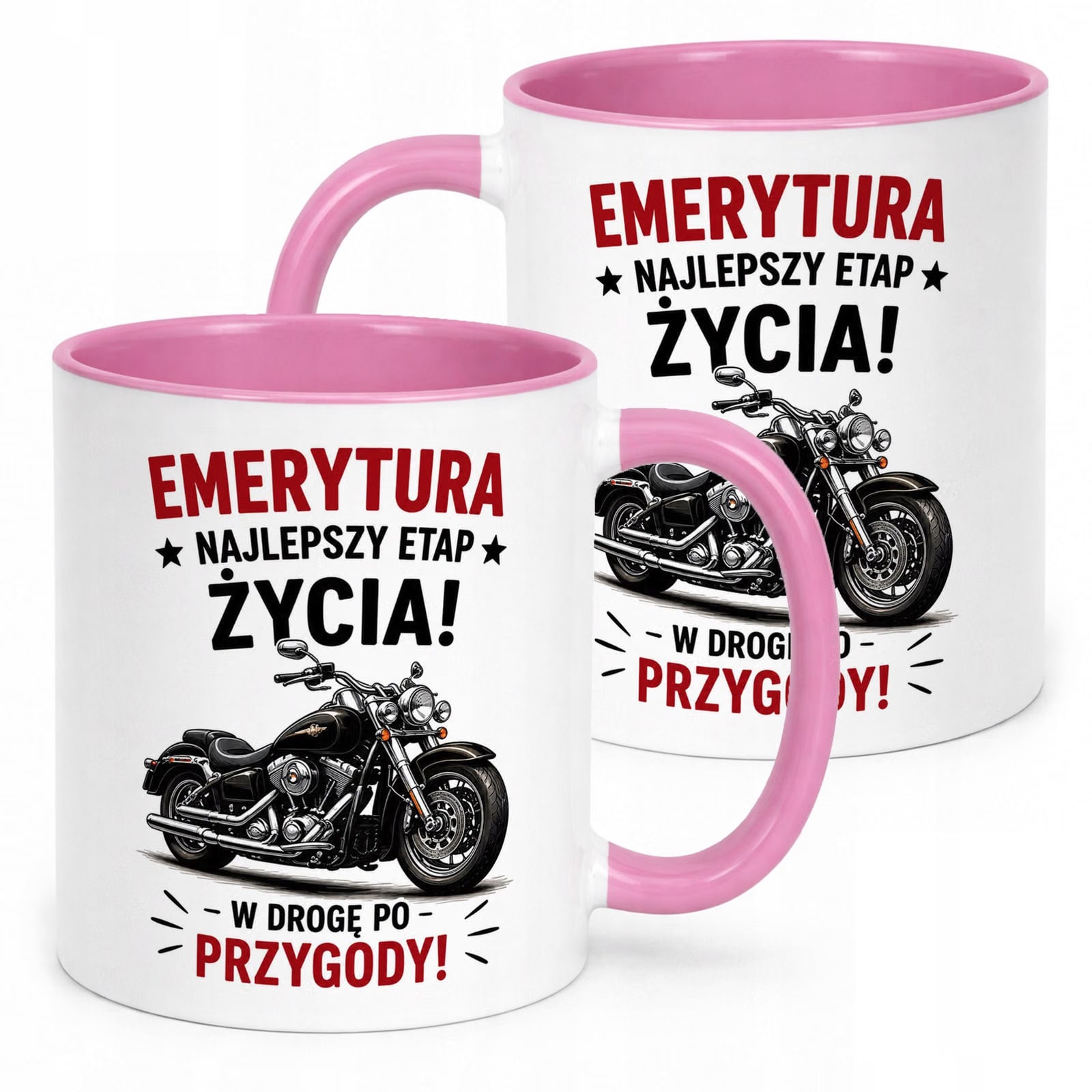 Kubek Różowy z nadrukiem Emerytura Dla Emeryta Upominek Prezent