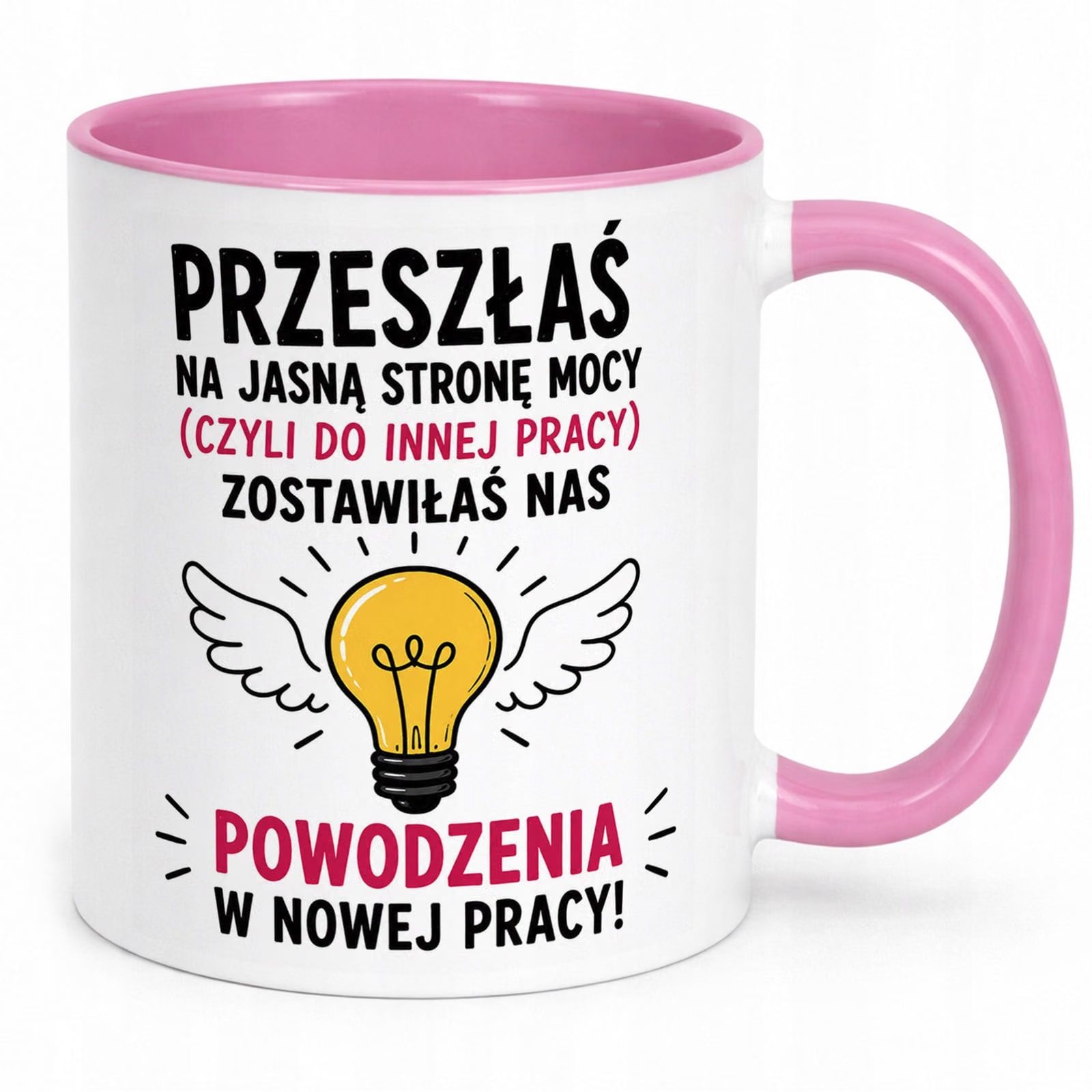 Kubek Różowy z nadrukiem Pożegnanie Odejście z Pracy Dla Koleżanki