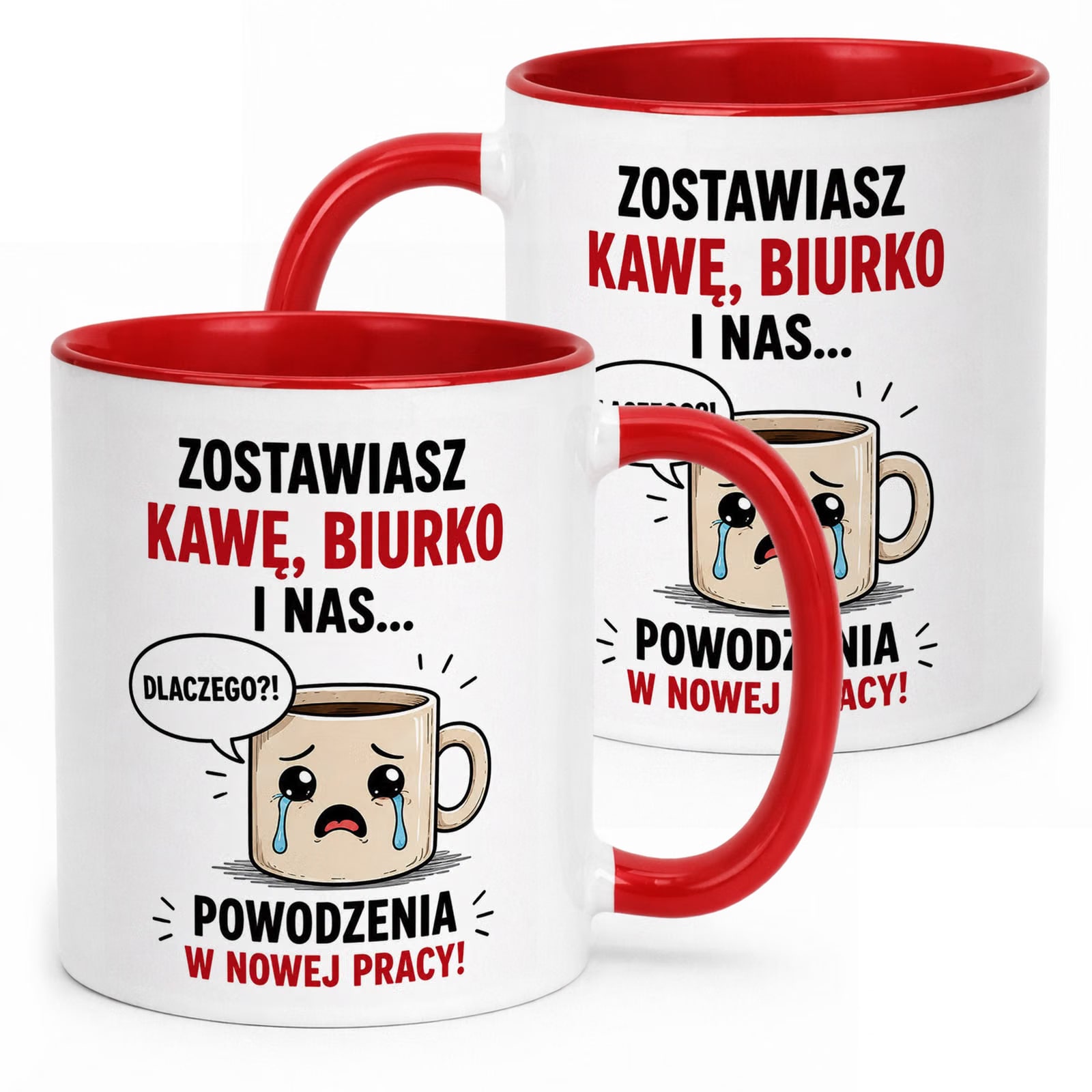 Kubek Czerwony z nadrukiem Pożegnanie Odejście z Pracy Upominek Prezent