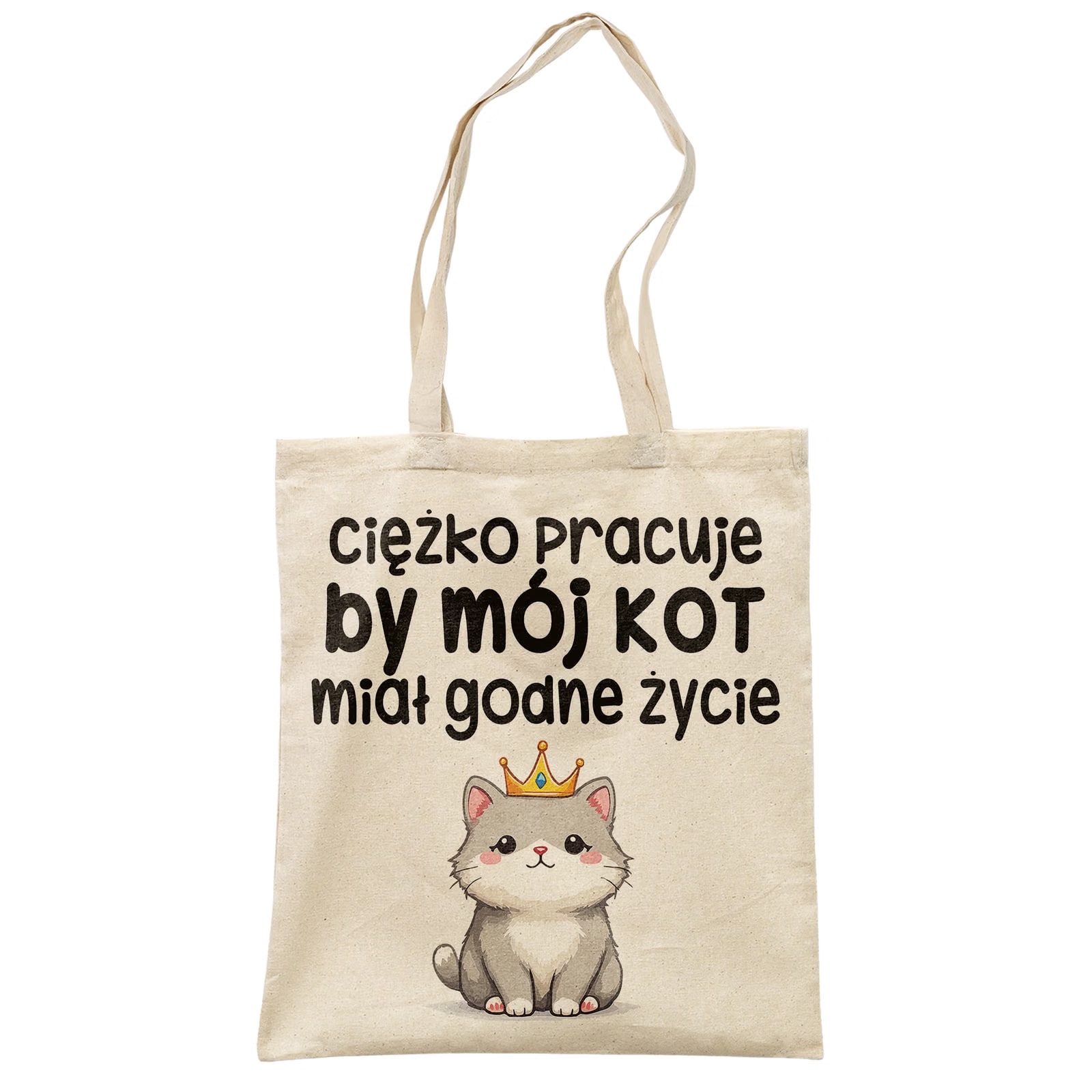 Torba bawełniana na zakupy Ciężko Pracuję By Mój Kot Zabawny Prezent