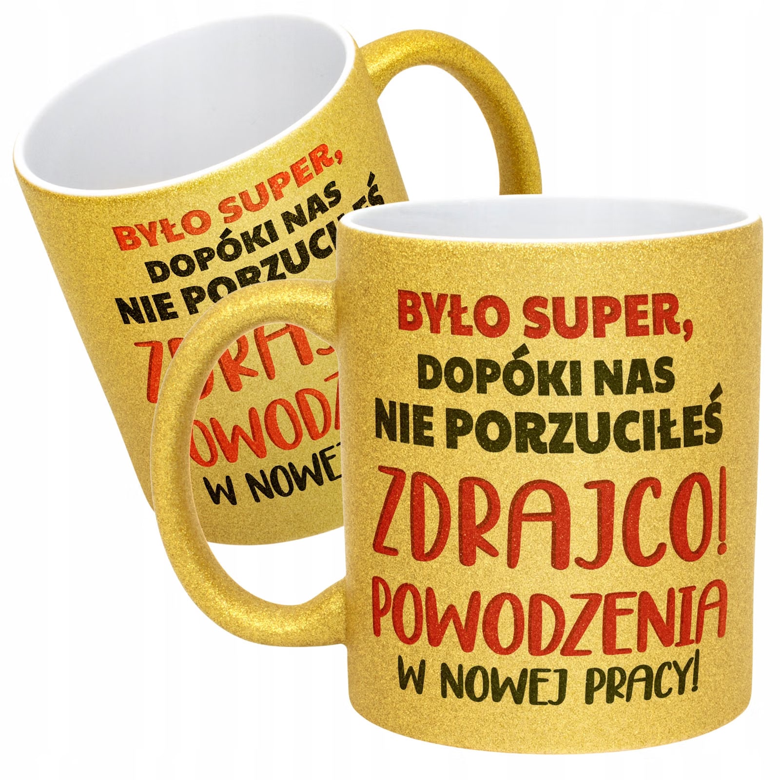Złoty kubek brokatowy Na Pożegnanie Odejście z Pracy Dla Kolegi Prezent