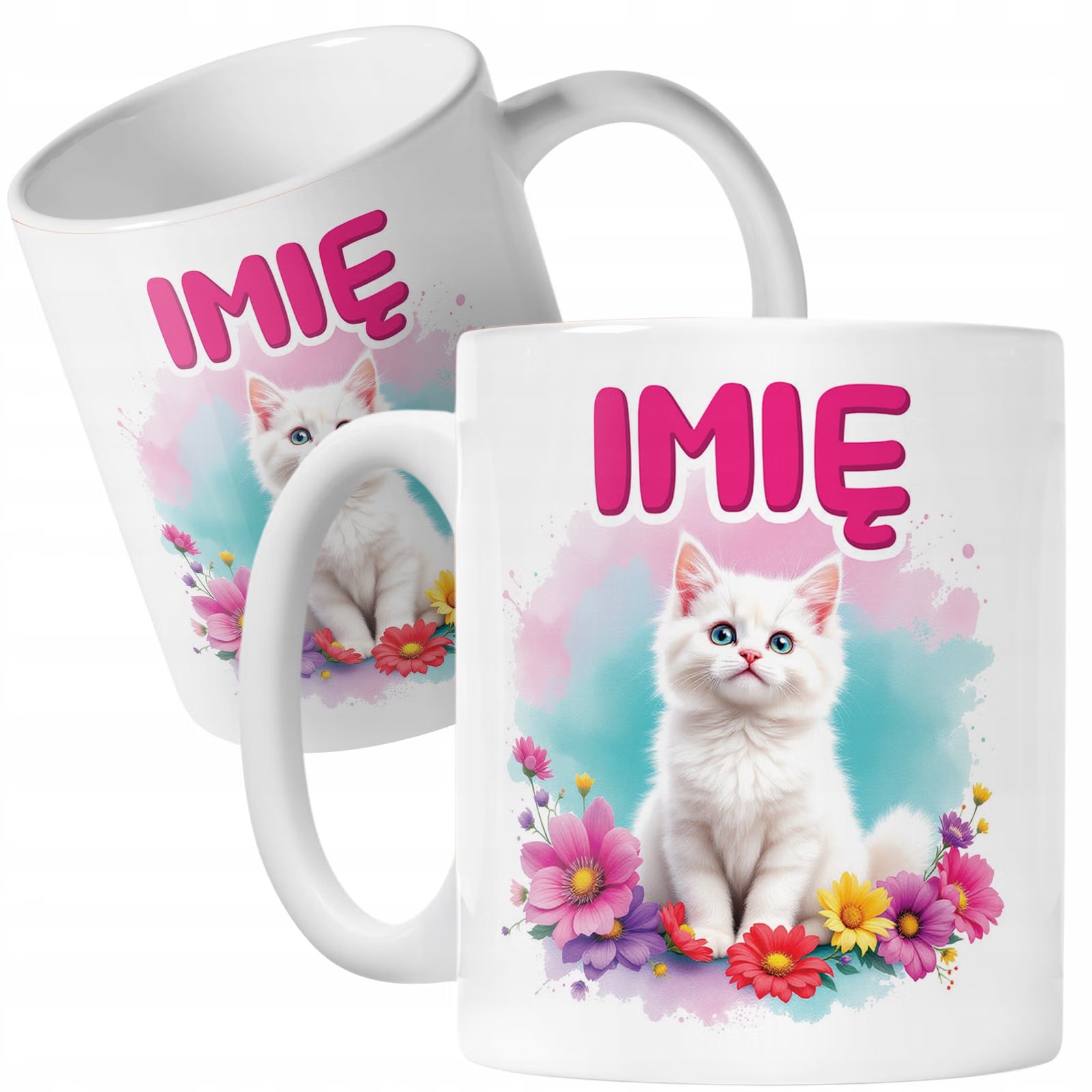 Kubek ceramiczny personalizowany Kot Kotek Zwierzak Słodki Dla Dzieci