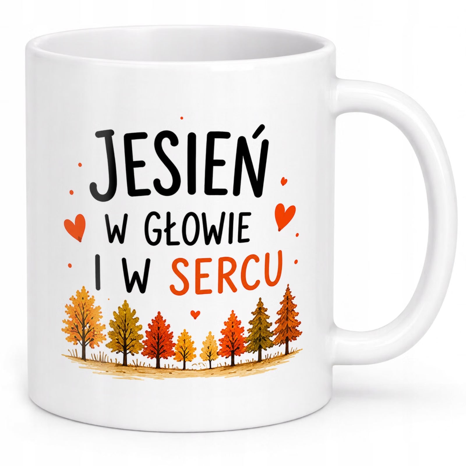 Zestaw Kubek Biały Torba Shopper Ecru Z Nadrukiem Jesień Jesienny Prezent