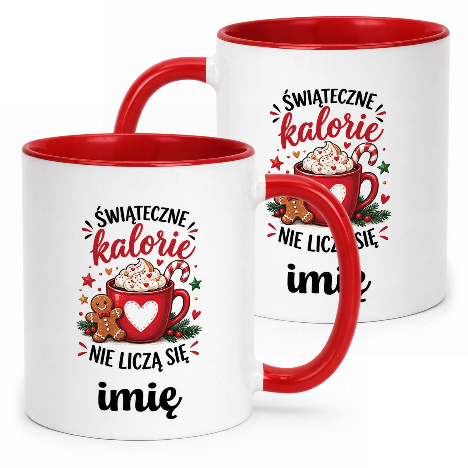 Kubek Czerwony Personalizowany z Nadrukiem Boże Narodzenie Święta Prezent