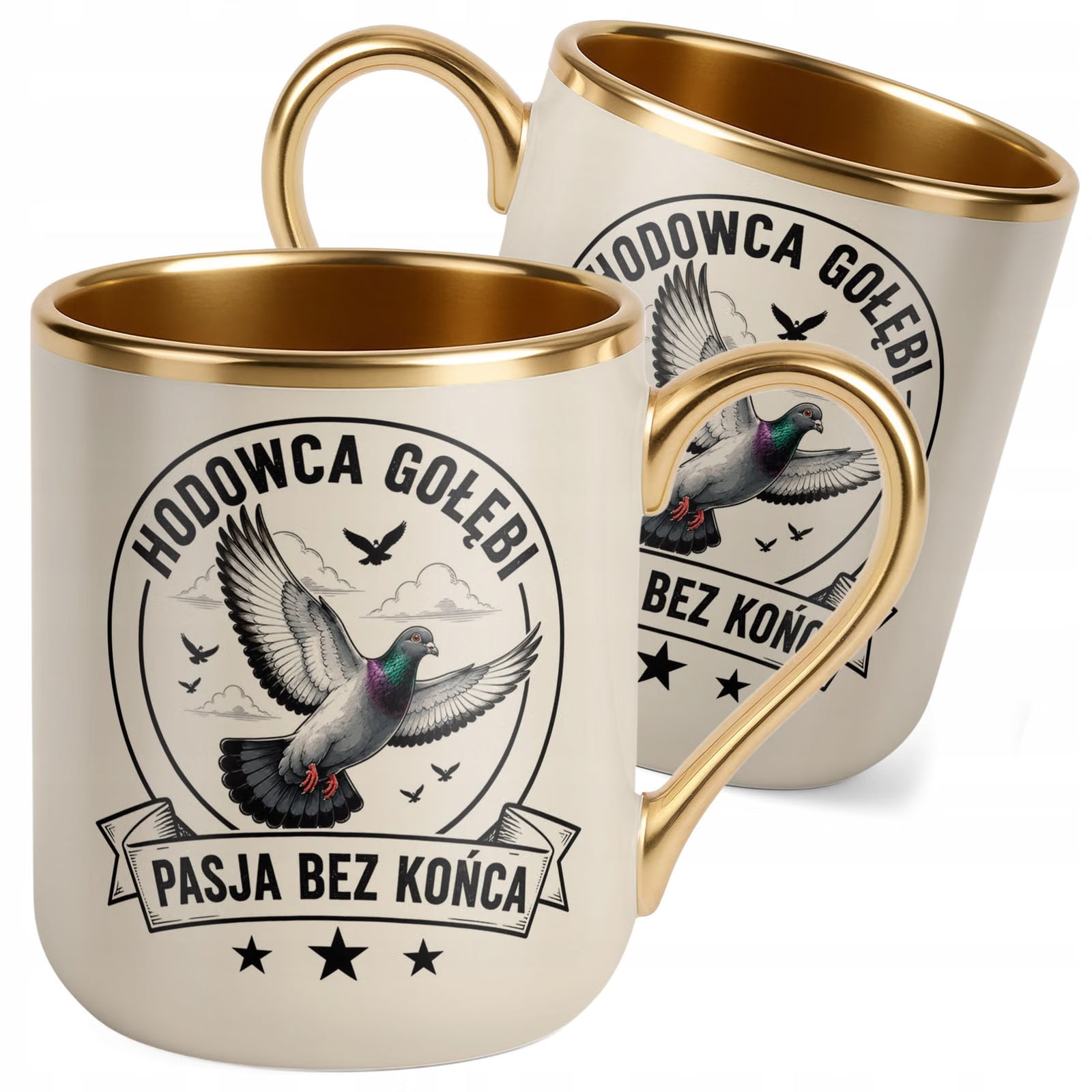 Kubek z nadrukiem Premium Złoty Ecru Dla Gołębiarza Hodowcy Gołębi Prezent
