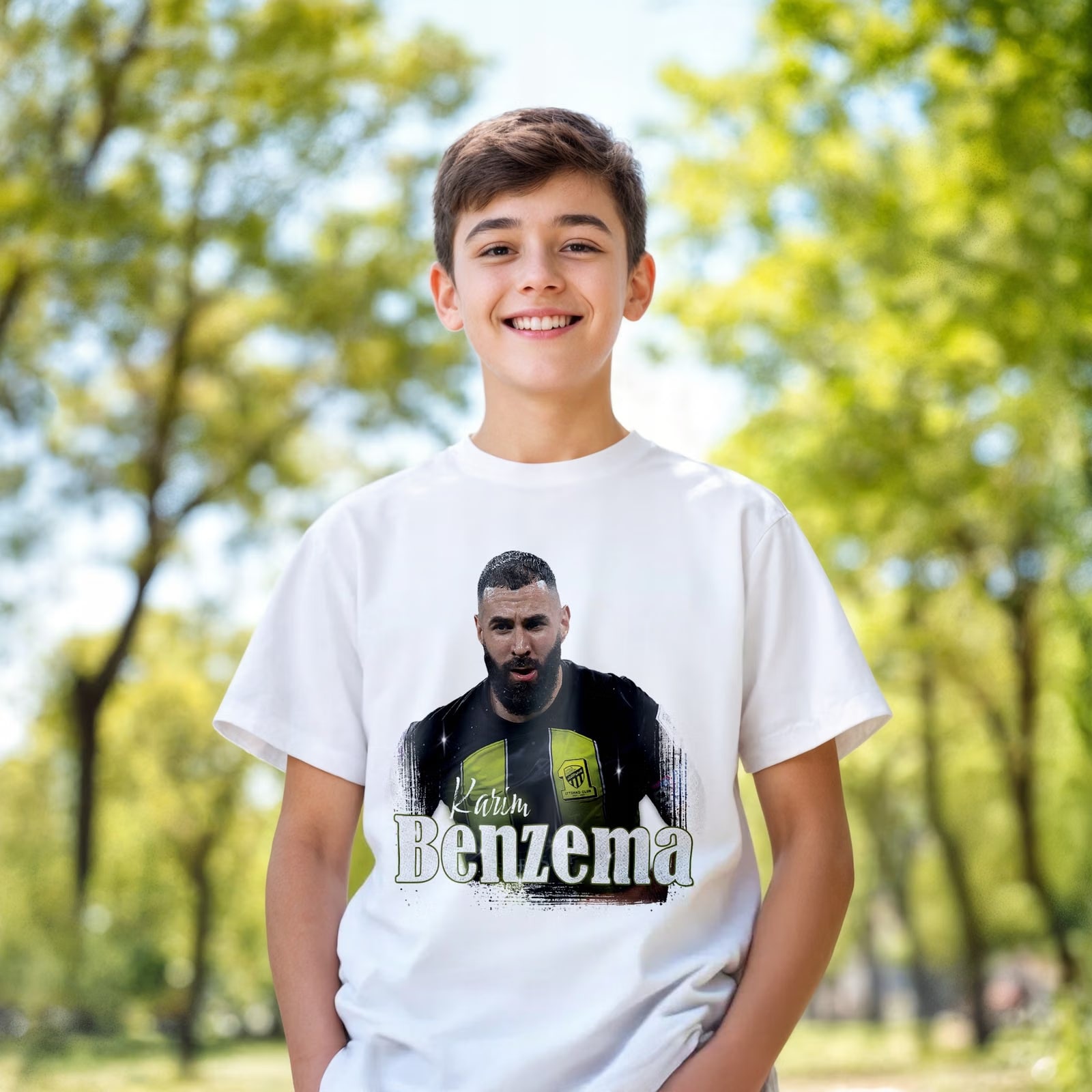 Koszulka biała dziecięca Karim Benzema dla kibiców Al-Ittihad r. 128
