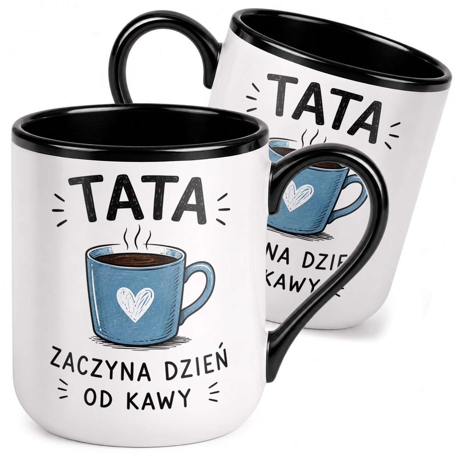 Kubek z nadrukiem Premium Czarny Dla Taty Dzień Ojca Upominek Prezent