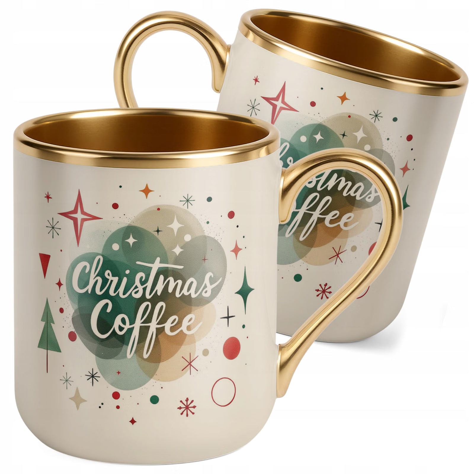 Kubek Premium Złoty Ecru Boże Narodzenie Mikołajki Christmas Coffee Prezent