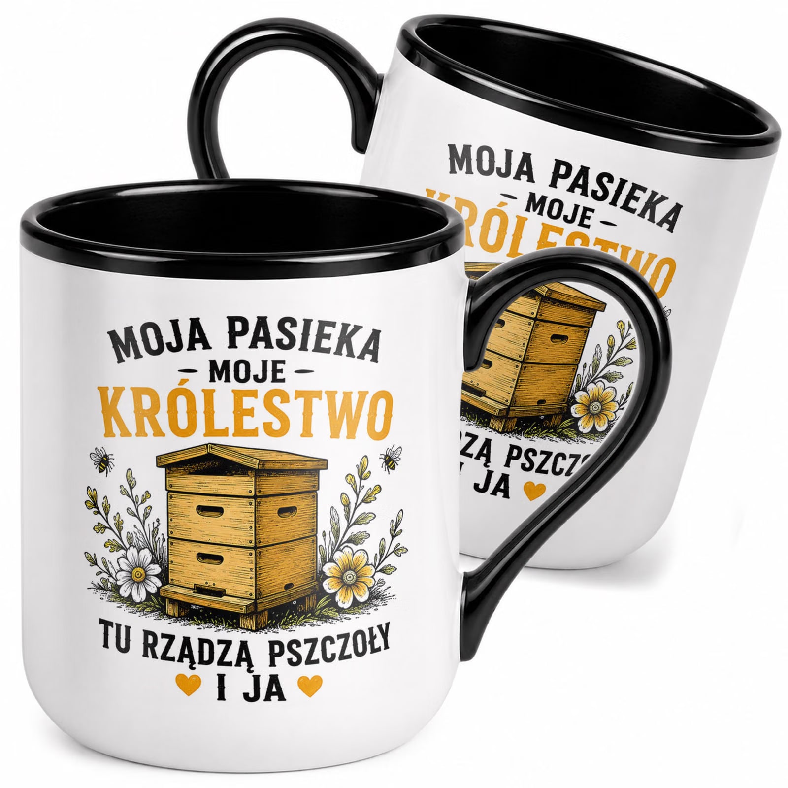 Kubek z nadrukiem Premium Czarny Dla Pszczelarza Szef Pasieki Prezent