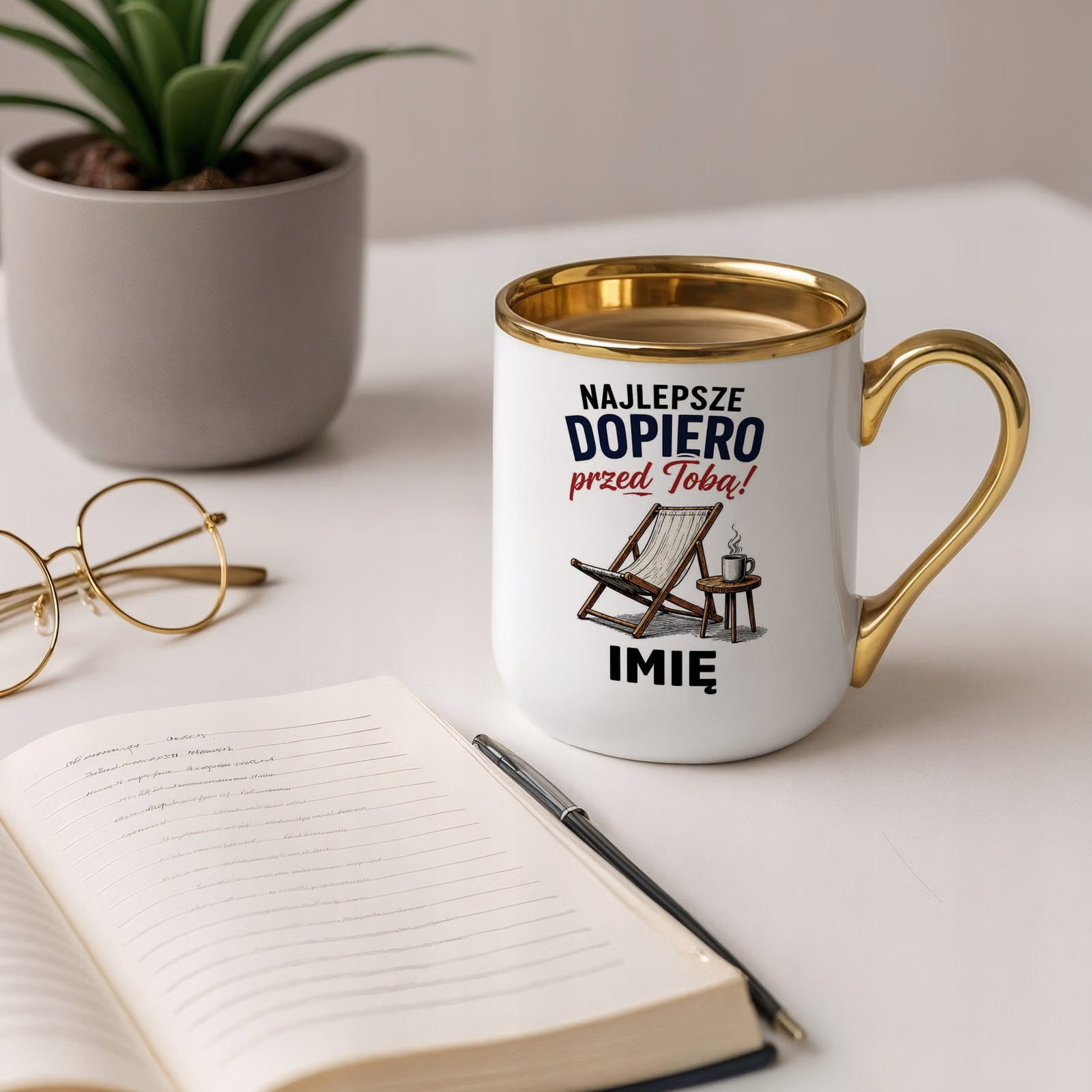 Kubek Personalizowany z nadrukiem Premium Złoty Emerytura Prezent
