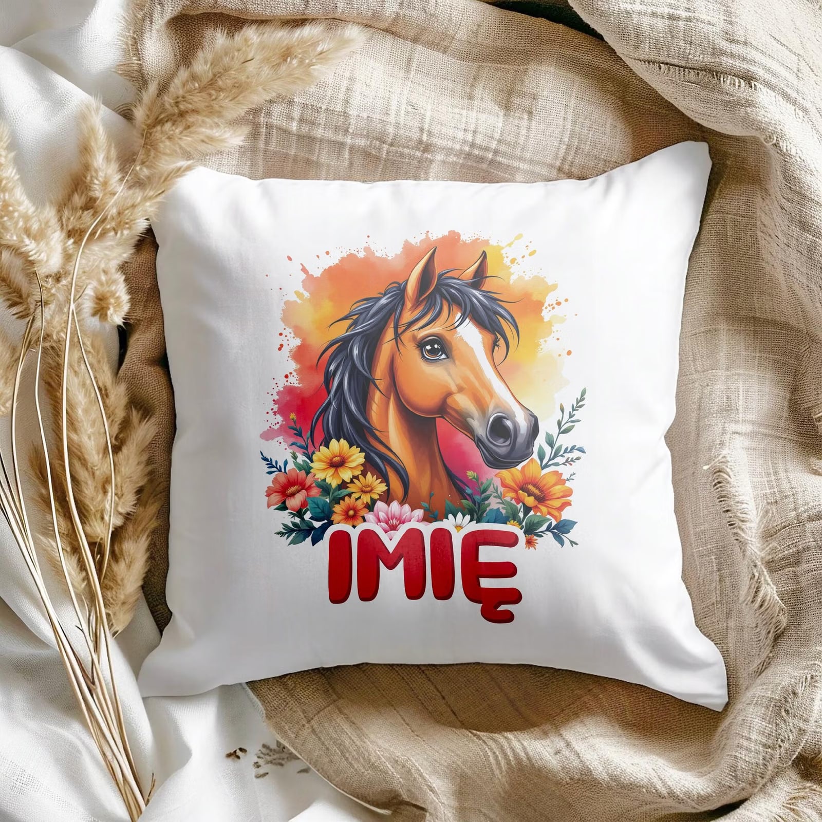 Poduszka 38x38cm Personalizowana Z Koniem Koń Słodki Dla Dzieci
