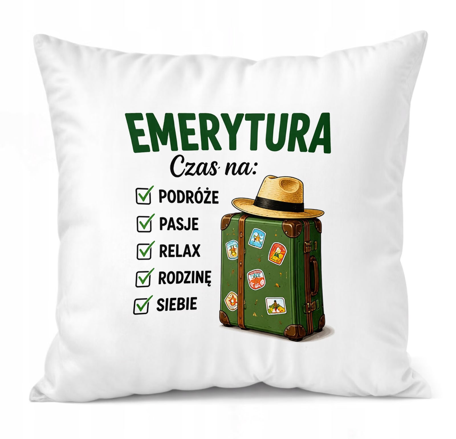 Poduszka Jasiek 38x38cm z Nadrukiem Emerytura Dla Emeryta Emerytki Prezent