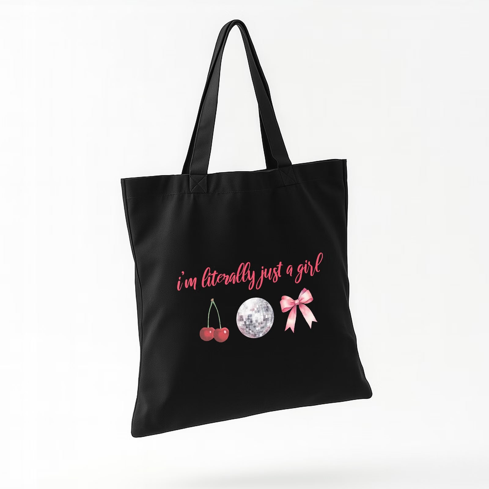 Torba bawełniana czarna na zakupy I’m Just A Girl Dla Dziewczyn Prezent