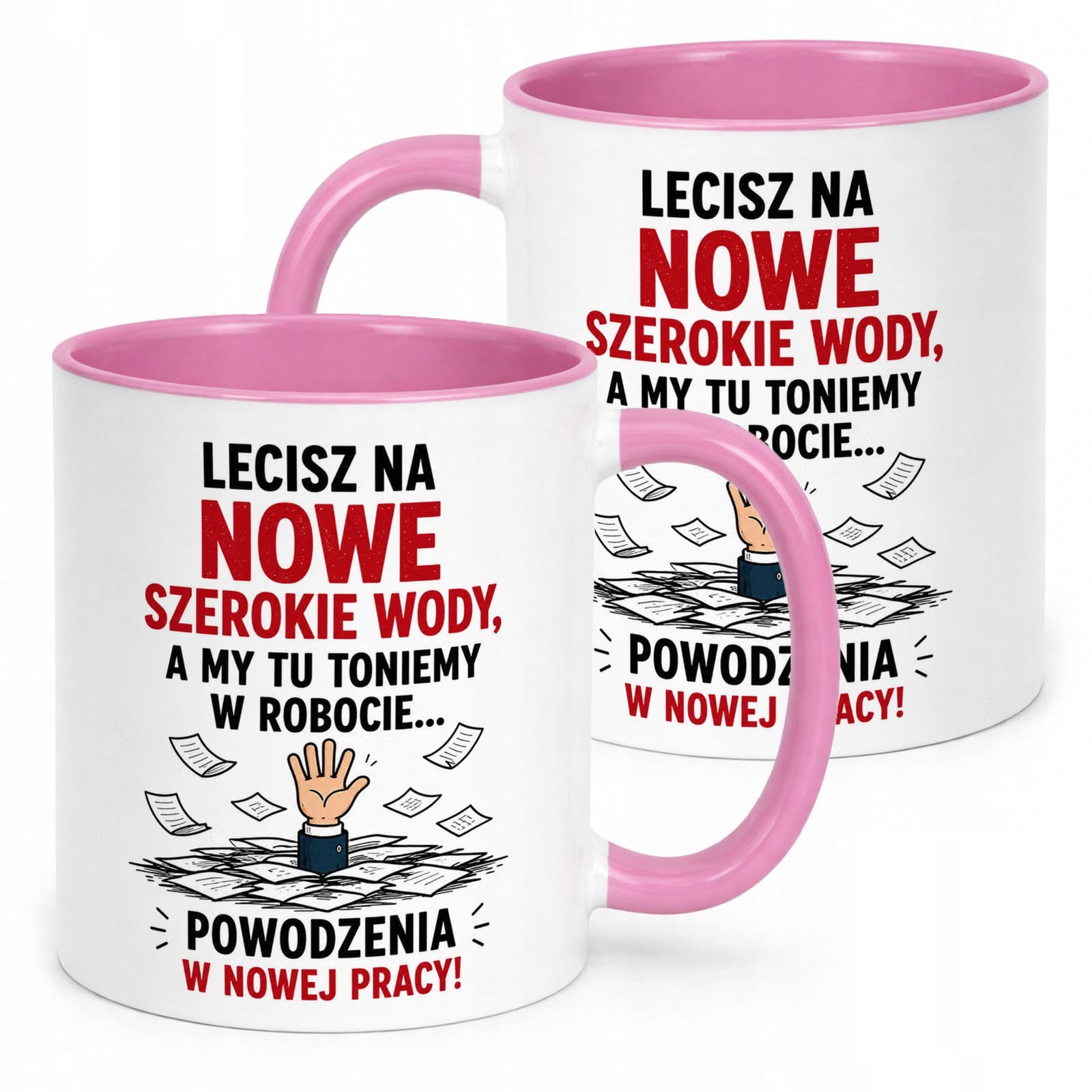 Kubek Różowy z nadrukiem Pożegnanie Odejście z Pracy Upominek Prezent