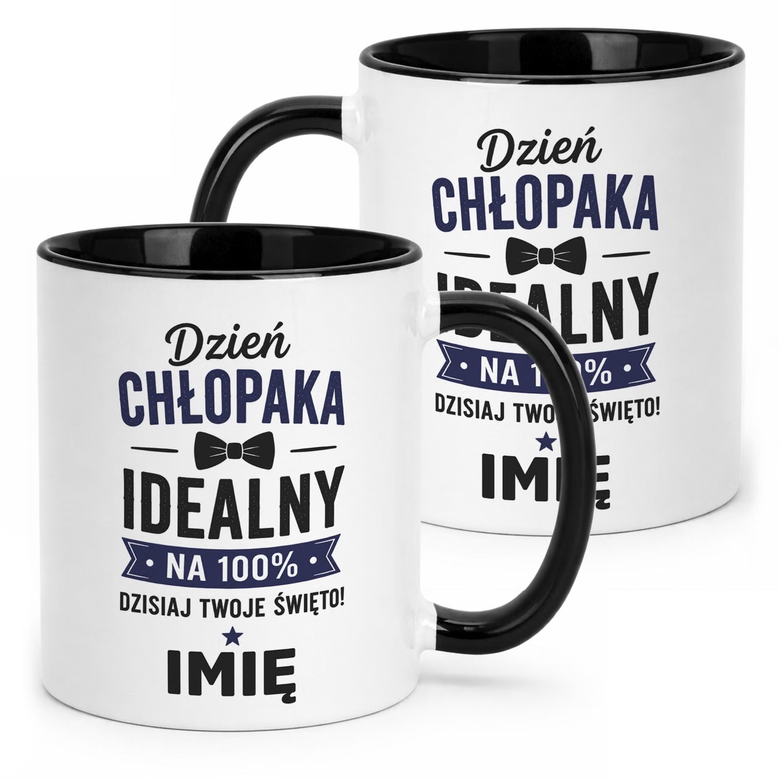 Czarny Kubek personalizowany z nadrukiem Dzień Chłopaka Mężczyzny Prezent