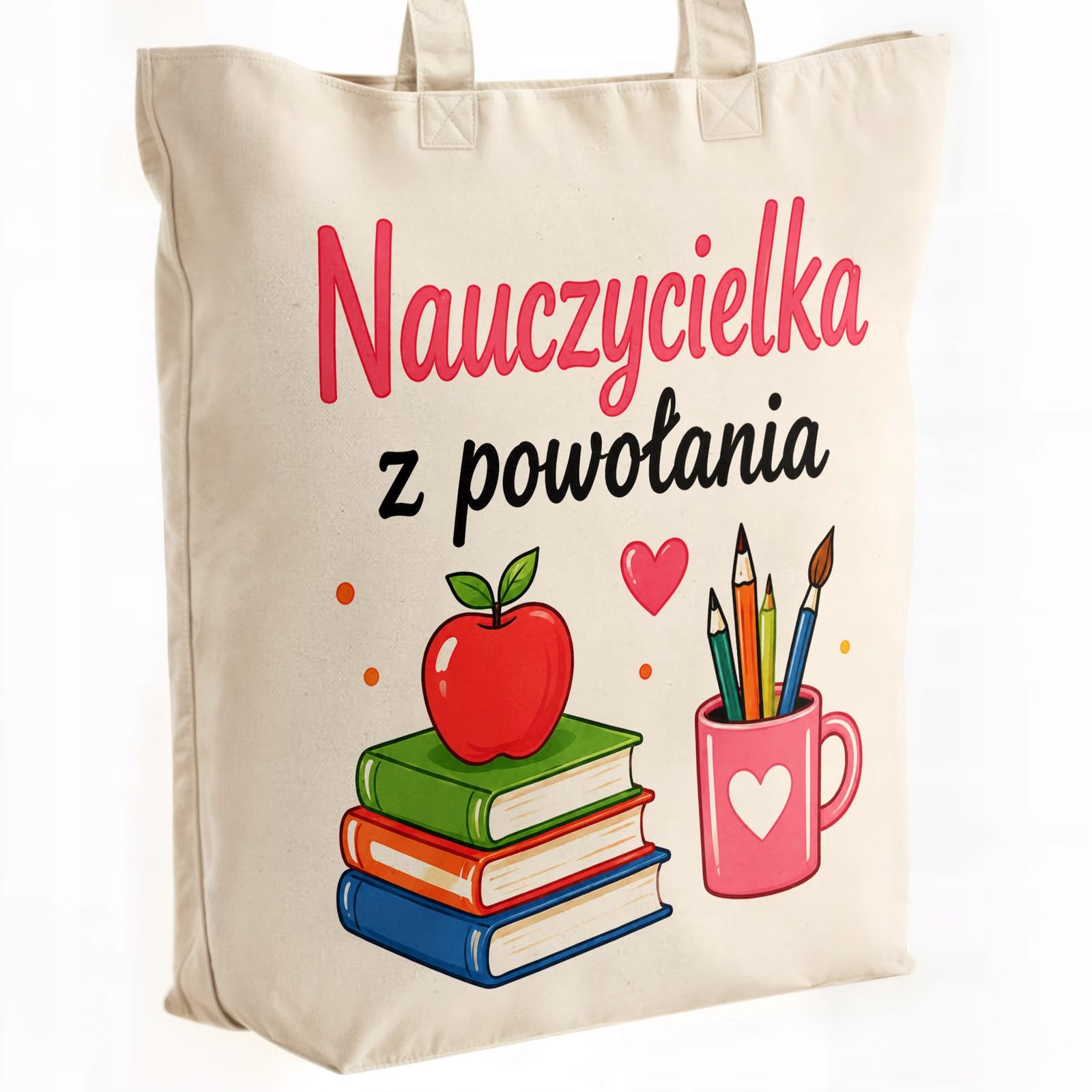 Torba shopper bawełniana premium Dzień Nauczyciela zakupy z nadrukiem
