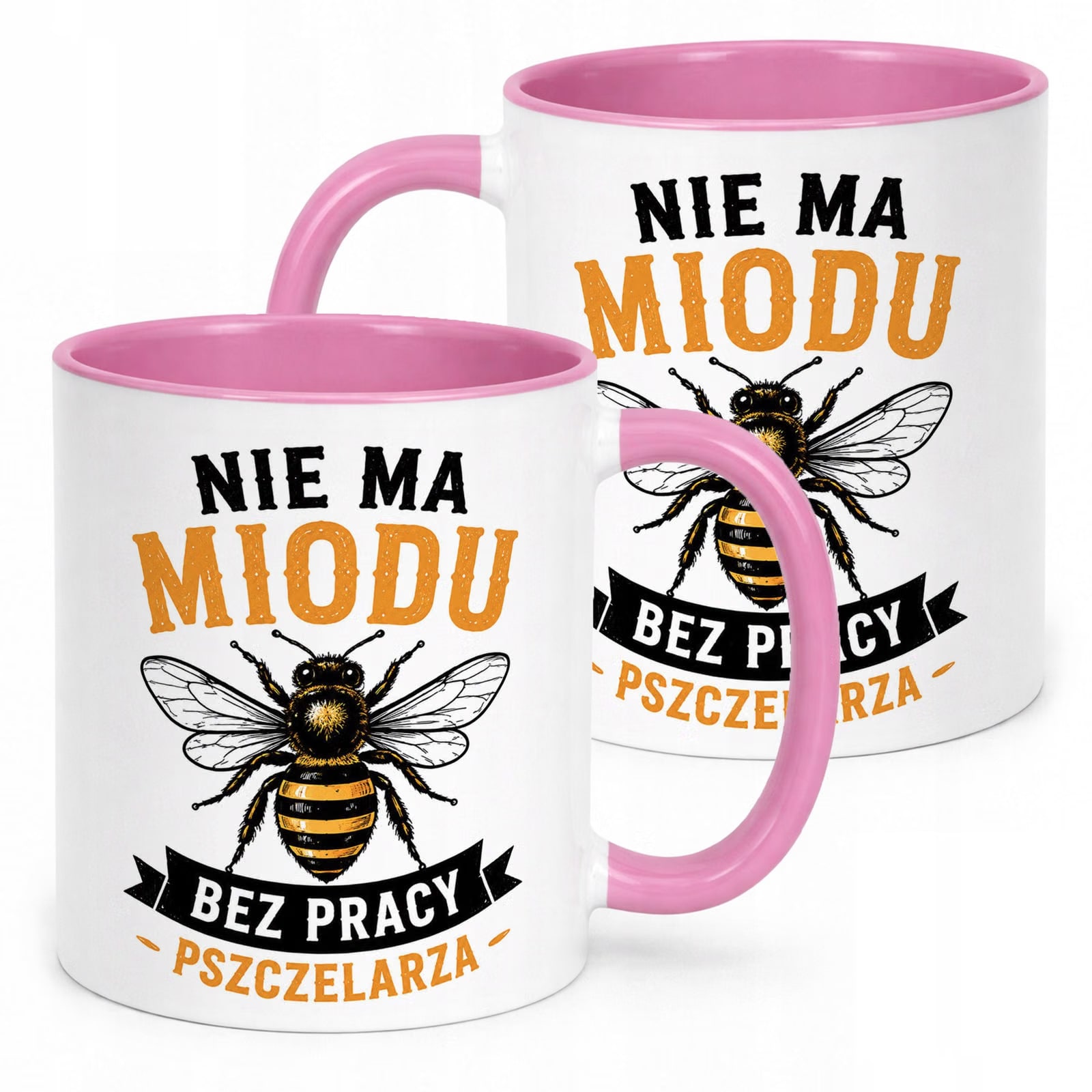 Różowy Kubek z nadrukiem Dla Pszczelarza Szef Pasieki Upominek Prezent