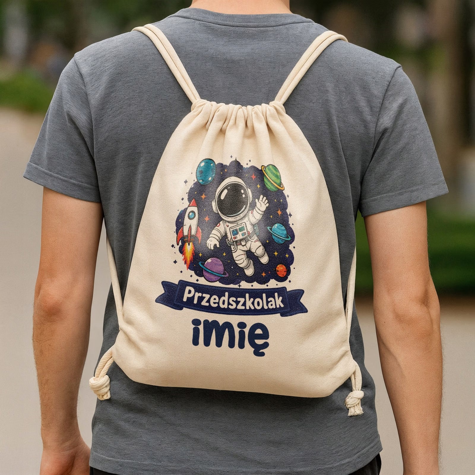 Zestaw Personalizowany Plecak Worek Kubek Przedszkolak Astronauta Prezent
