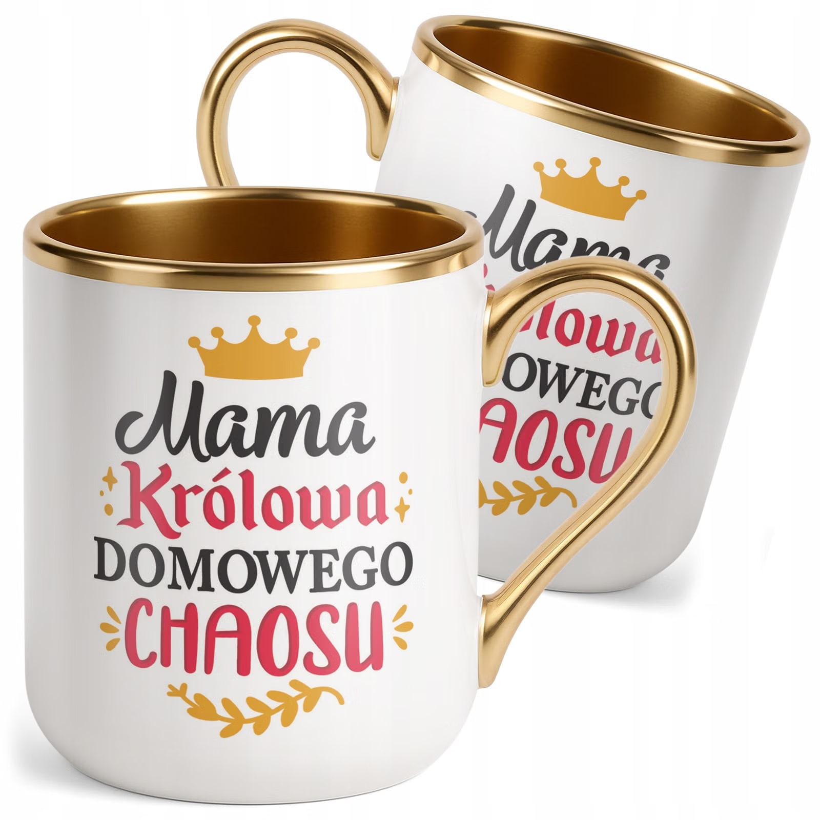 Kubek Premium Złoty Dzień Matki Dla Mamy Prezent Królowa Domowego Chaosu