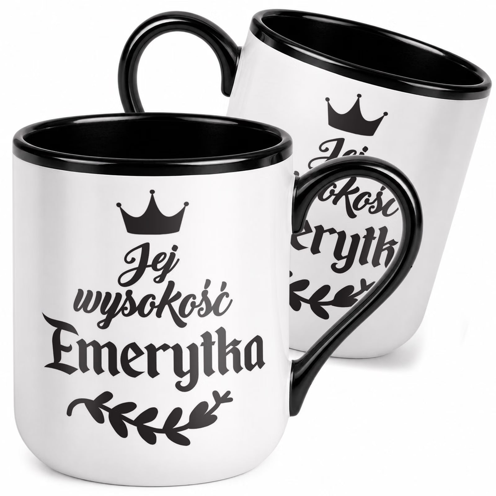Kubek z nadrukiem Premium Czarny Emerytura Dla Emerytki Upominek Prezent