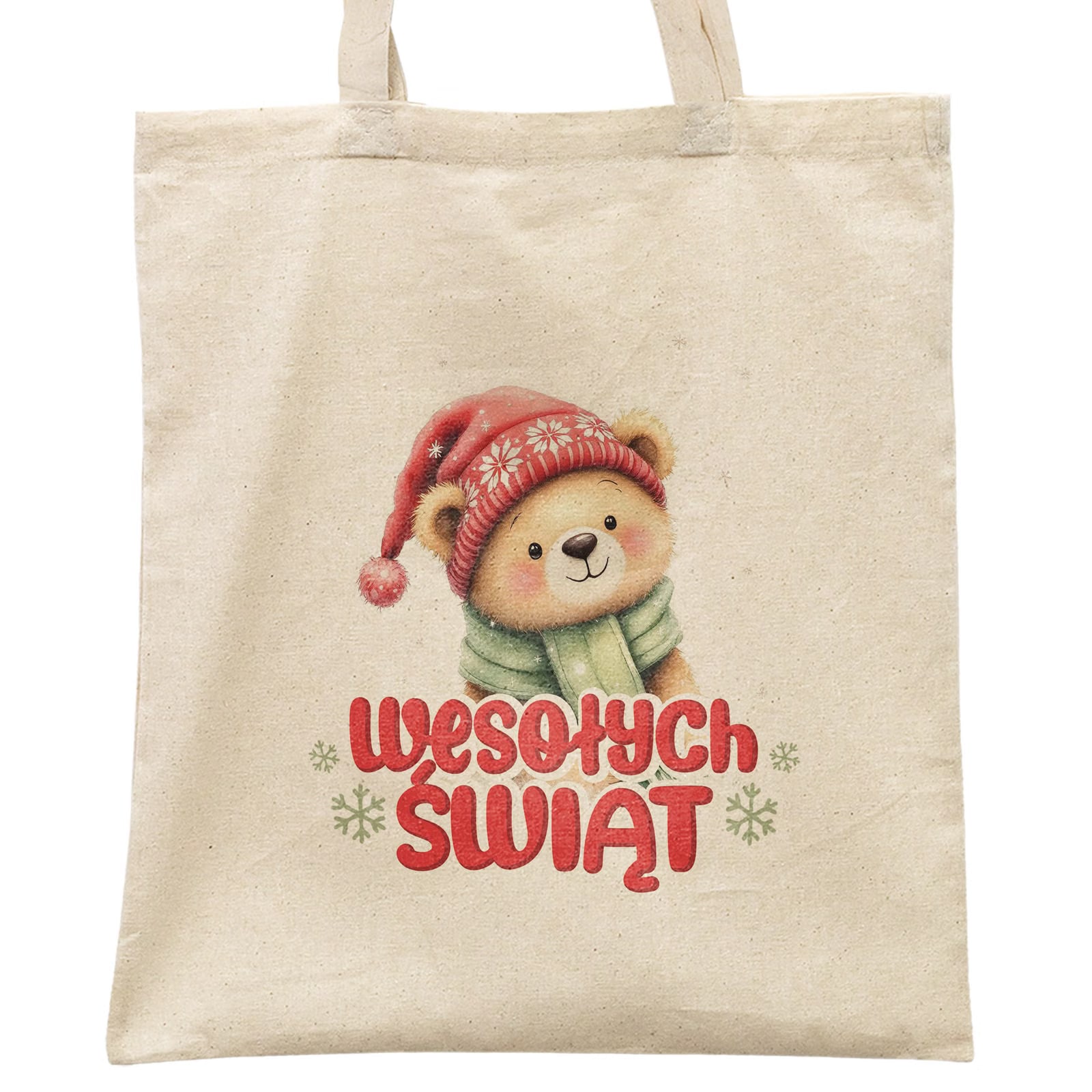 Torba shopper bawełniana świąteczna na zakupy z nadrukiem prezent