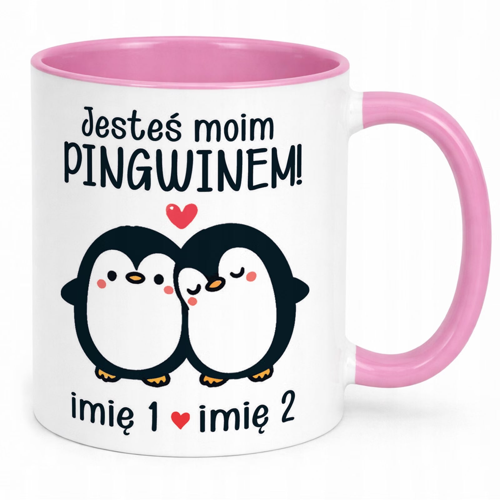 Kubek Różowy Z Własnym Zdjęciem Imionami Serce Walentynki Prezent