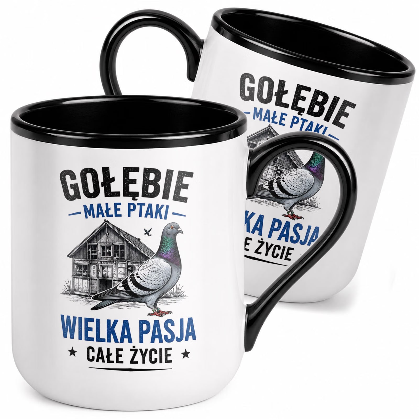Kubek z nadrukiem Premium Czarny Dla Gołębiarza Hodowca Gołębi Prezent