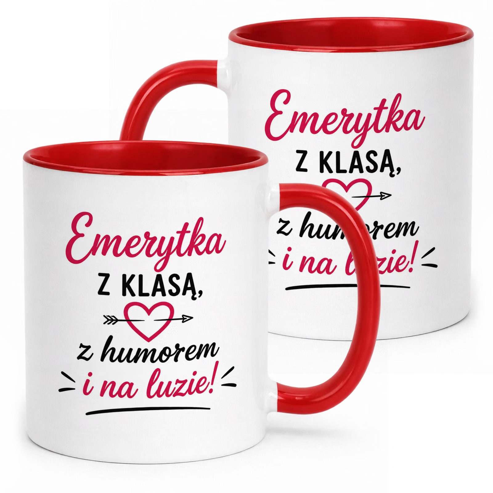 Kubek Czerwony z nadrukiem Emerytura Dla Emerytki Upominek Prezent