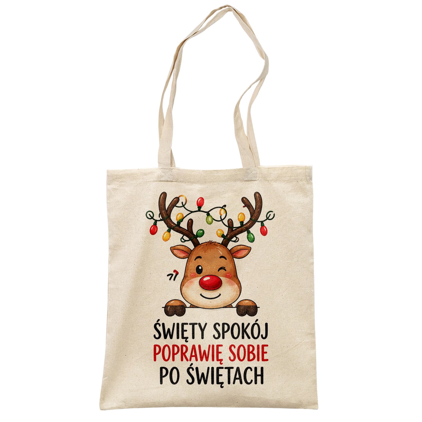 Torba shopper bawełniana święta boże narodzenie z nadrukiem prezent