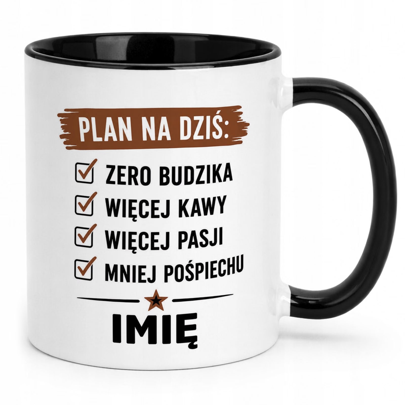 Kubek Czarny Personalizowany z Nadrukiem Emerytura Dla Emeryta Prezent