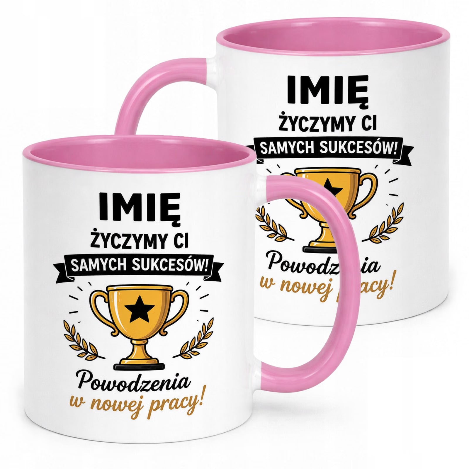 Kubek Różowy Personalizowany z Nadrukiem Pożegnanie Odejście z Pracy
