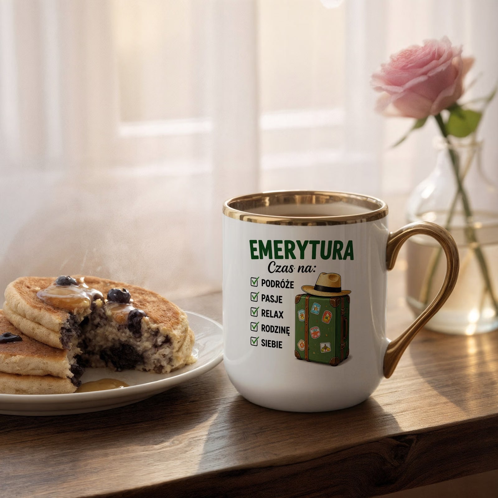 Kubek z nadrukiem Premium Złoty Emerytura Dla Emeryta Emerytki Prezent