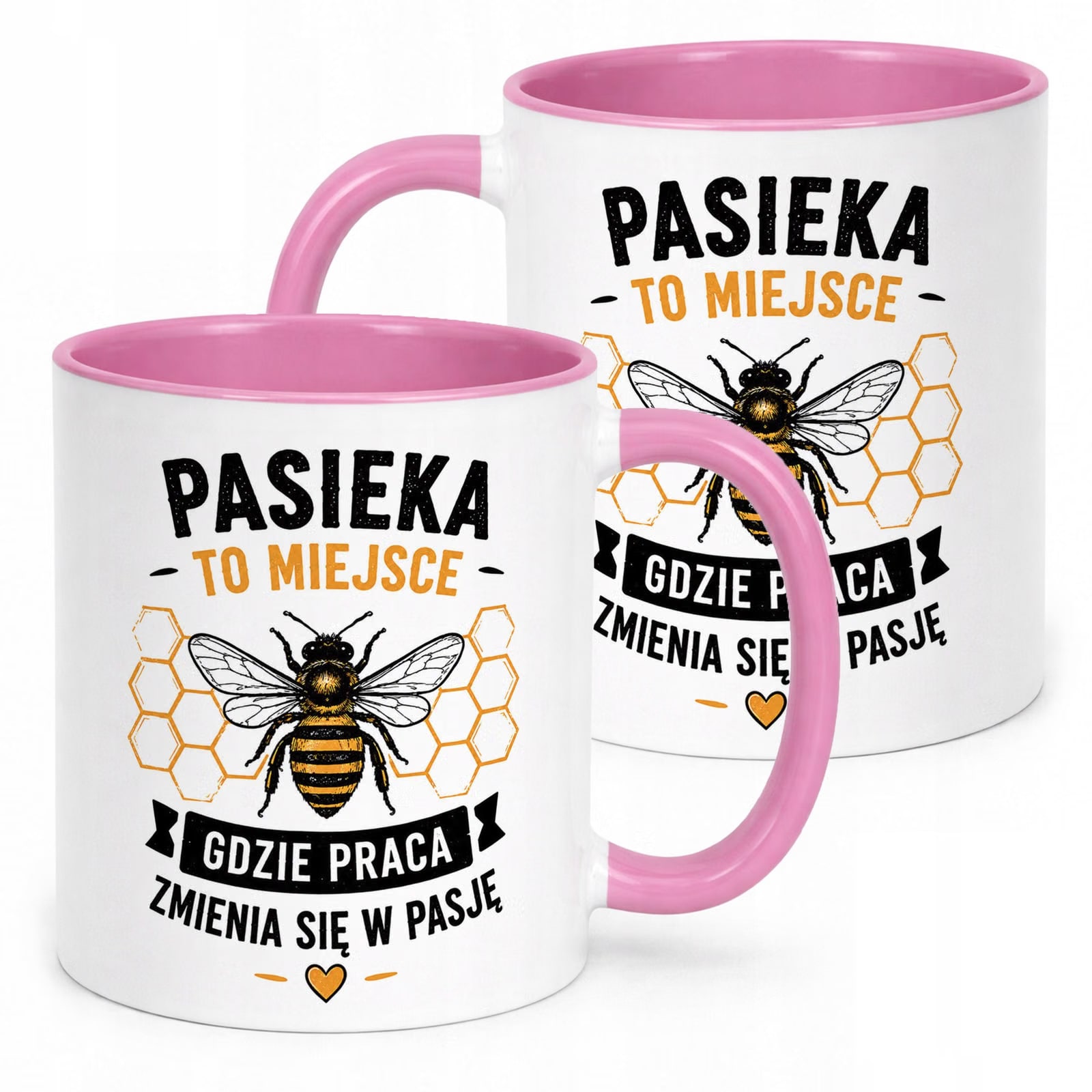 Różowy Kubek z nadrukiem Dla Pszczelarza Szef Pasieki Upominek Prezent