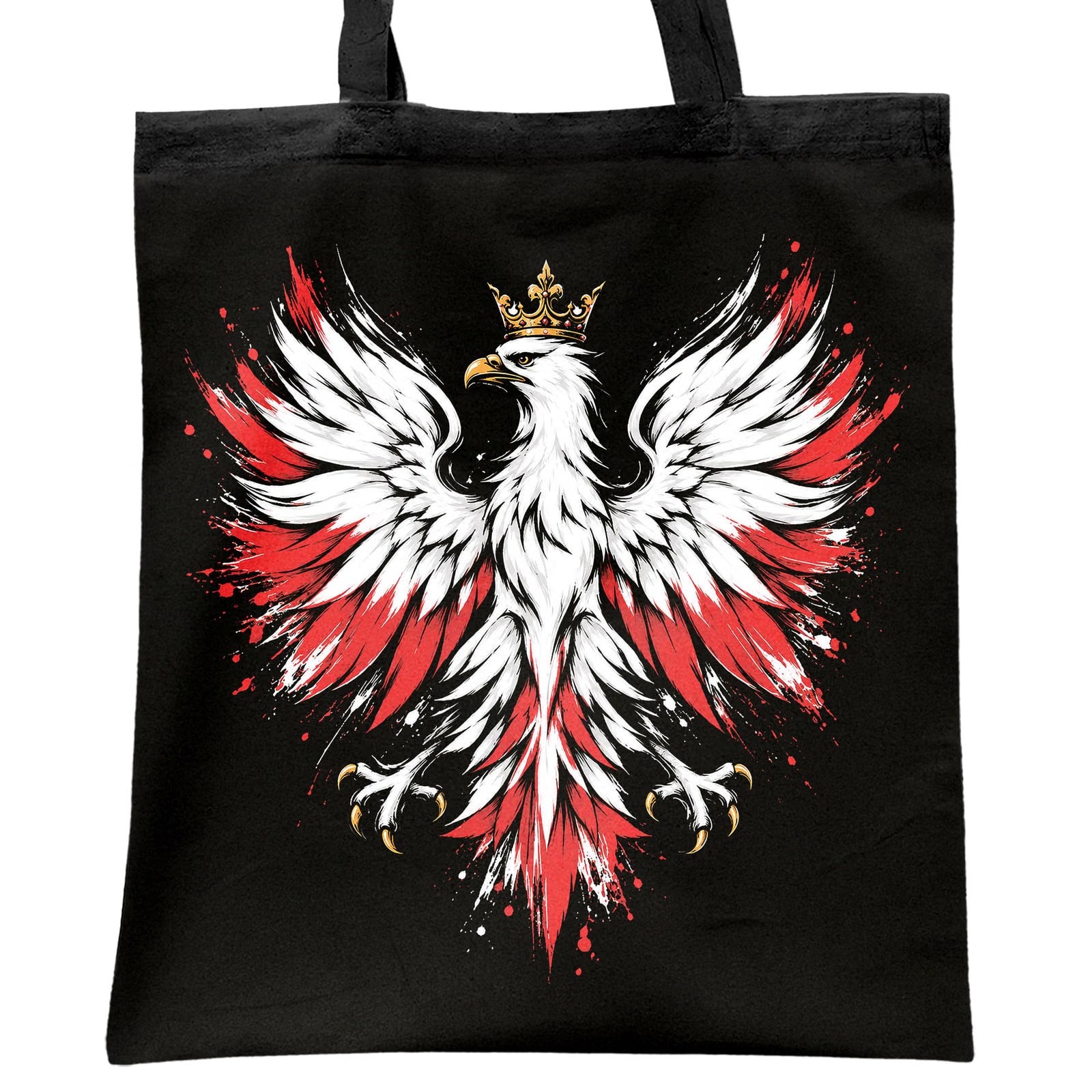 Torba shopper czarna patriotyczna święto niepodległości z nadrukiem