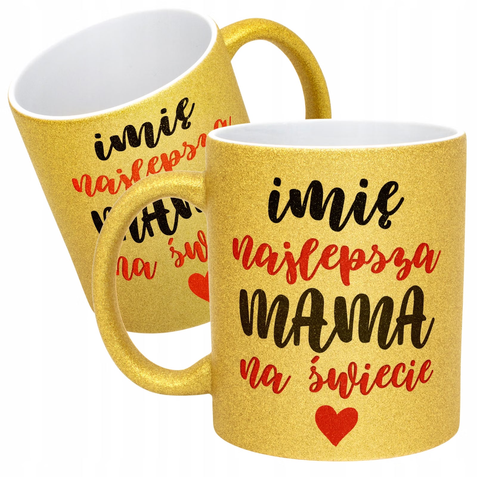 Złoty kubek brokatowy Personalizowany Dzień Matki Dla Mamy Prezent