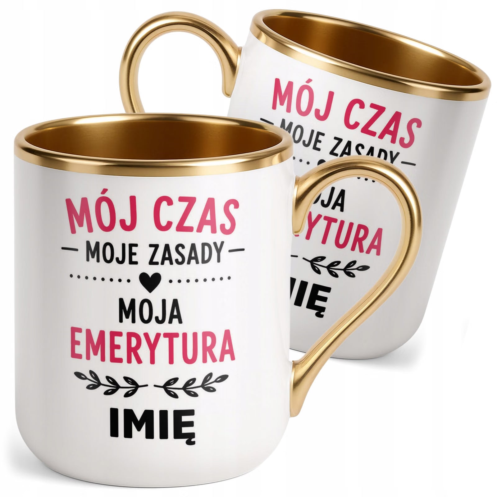 Kubek Personalizowany z nadrukiem Premium Złoty Emerytura Prezent