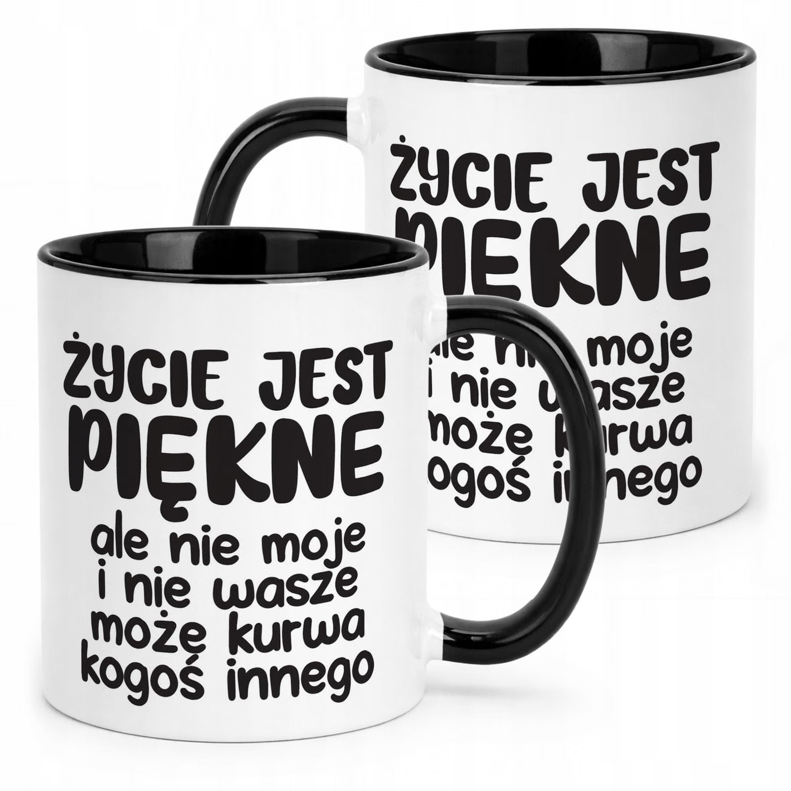 Kubek Czarny Życie Jest Piękne Śmieszny Zabawny Prezent