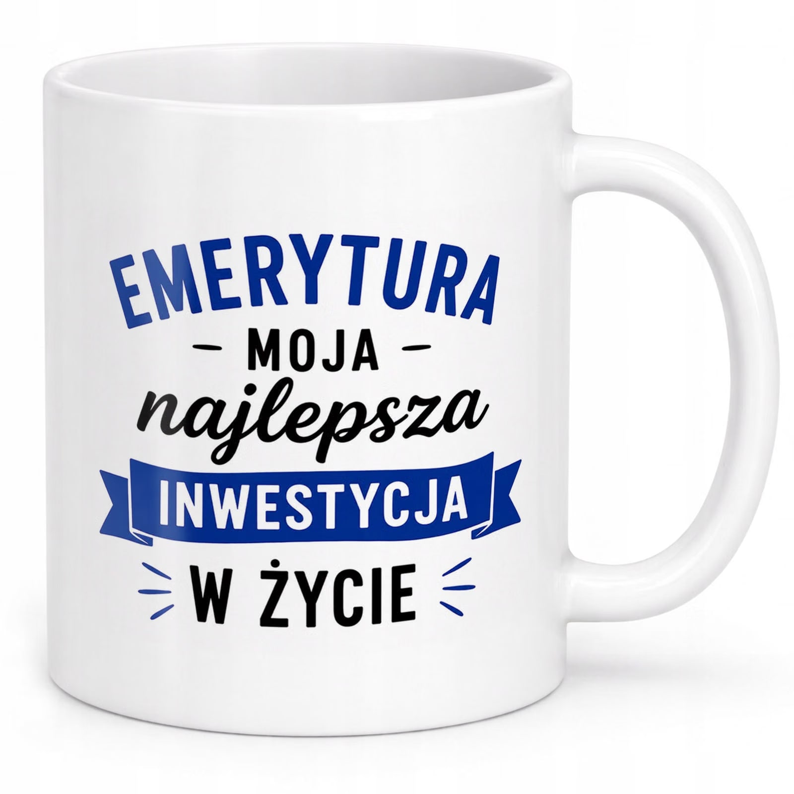 Biały Kubek z nadrukiem Emerytura Dla Emeryta Upominek Prezent
