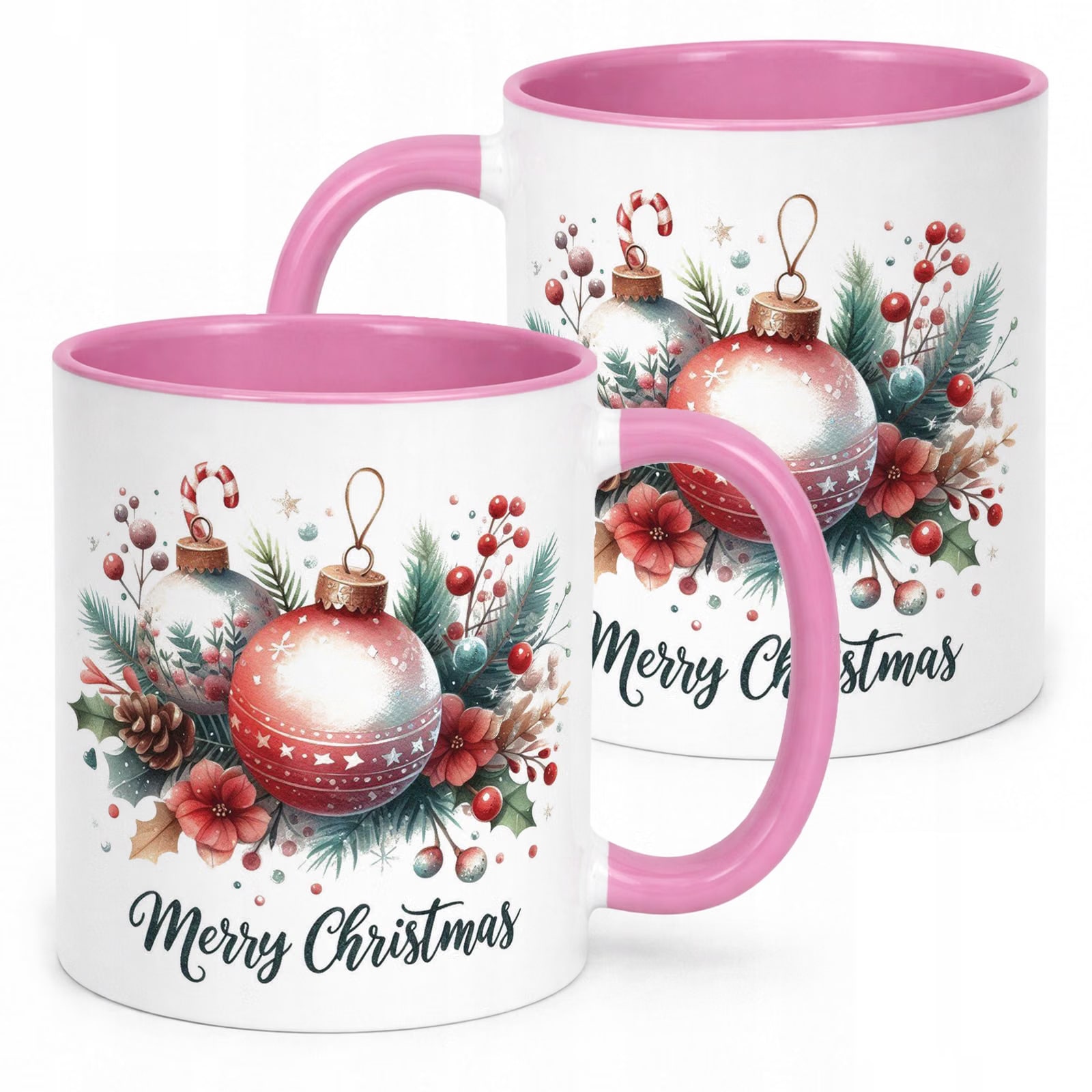 Kubek Różowy z Nadrukiem Boże Narodzenie Mikołajki Merry Christmas Prezent