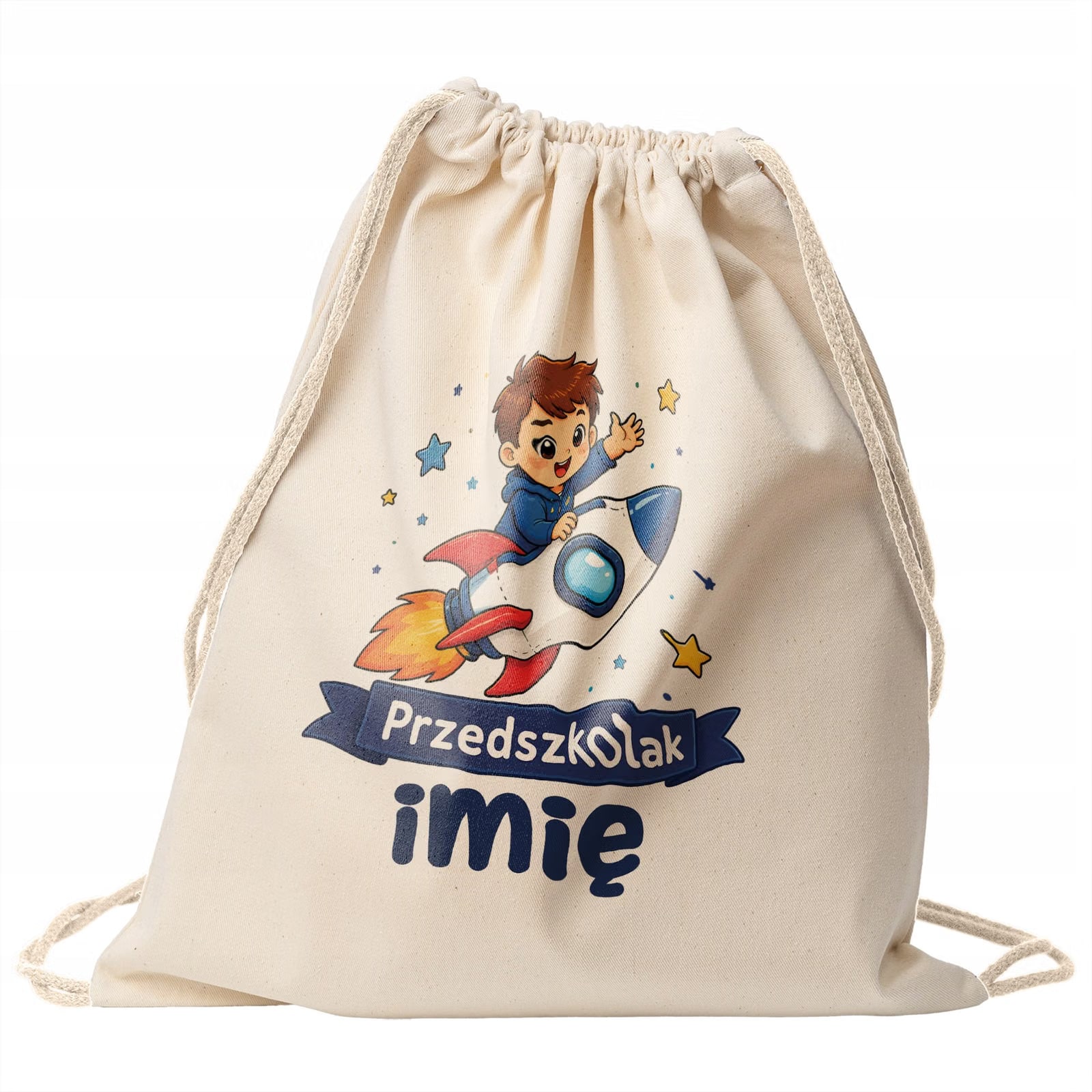 Plecak Worek Personalizowany Przedszkolak z Nadrukiem Bawełniany Szkolny