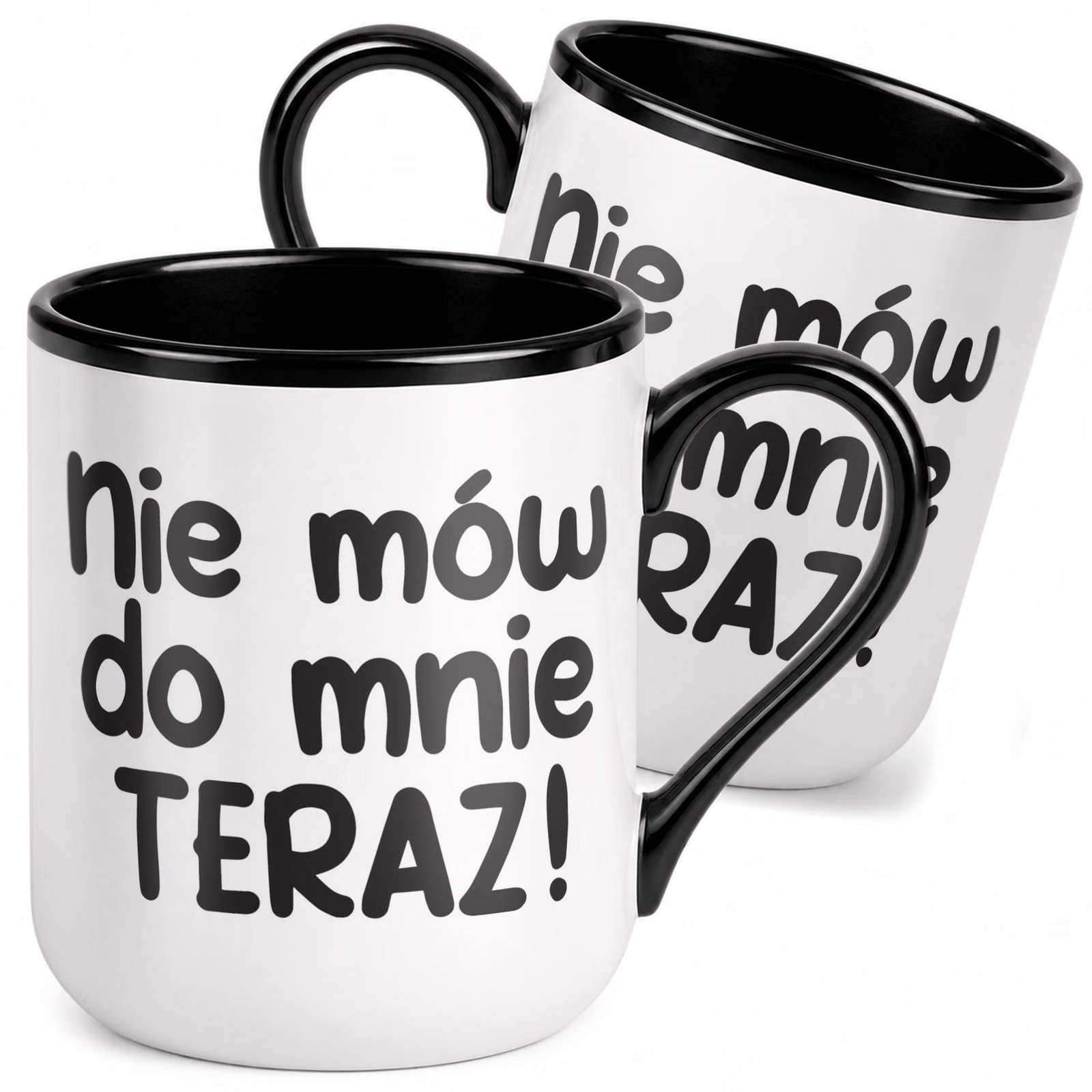Kubek z nadrukiem Premium Czarny Nie Mów Do Mnie Teraz Upominek Prezent