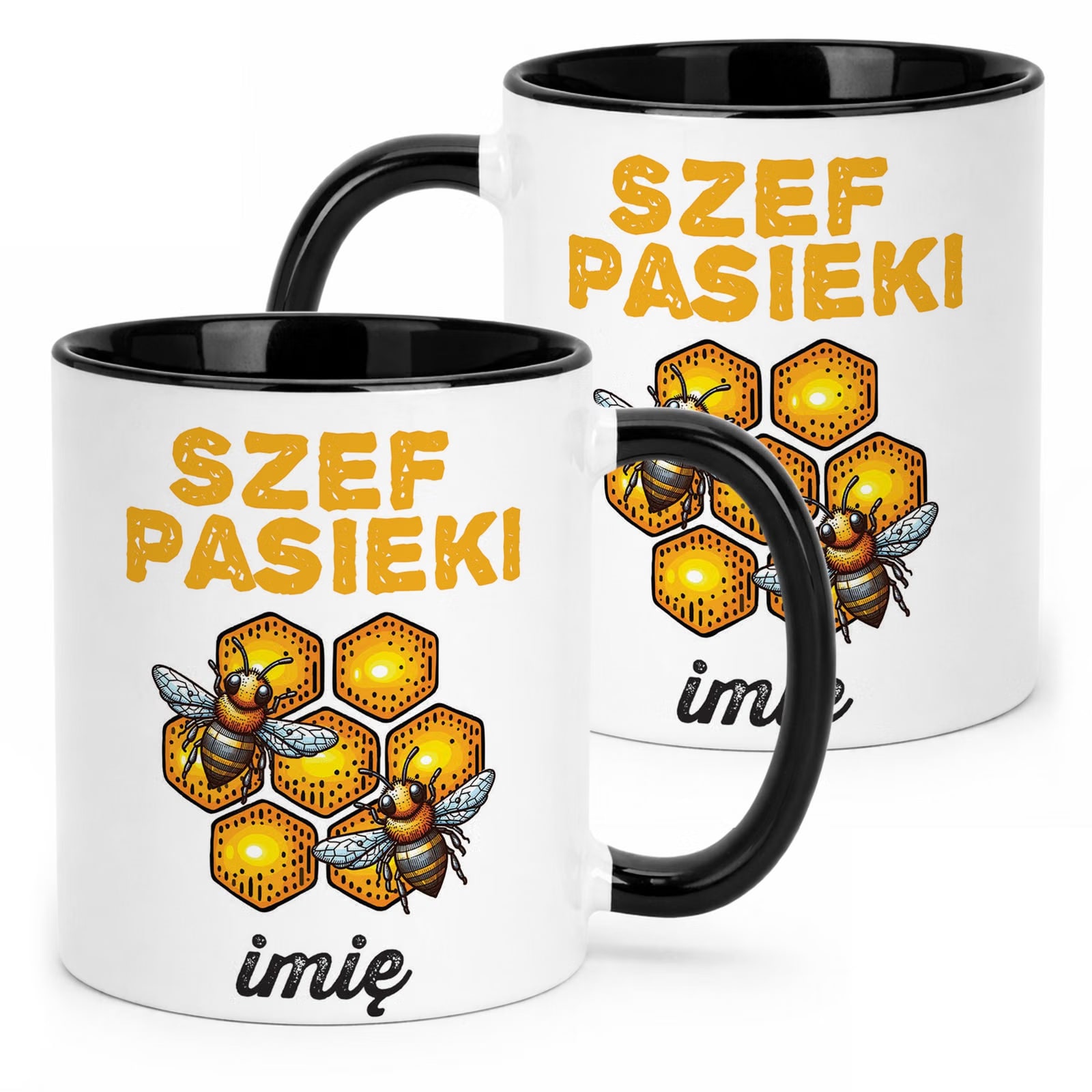 Kubek Czarny Personalizowany Dla Pszczelarza Pszczoły Pasieka Prezent