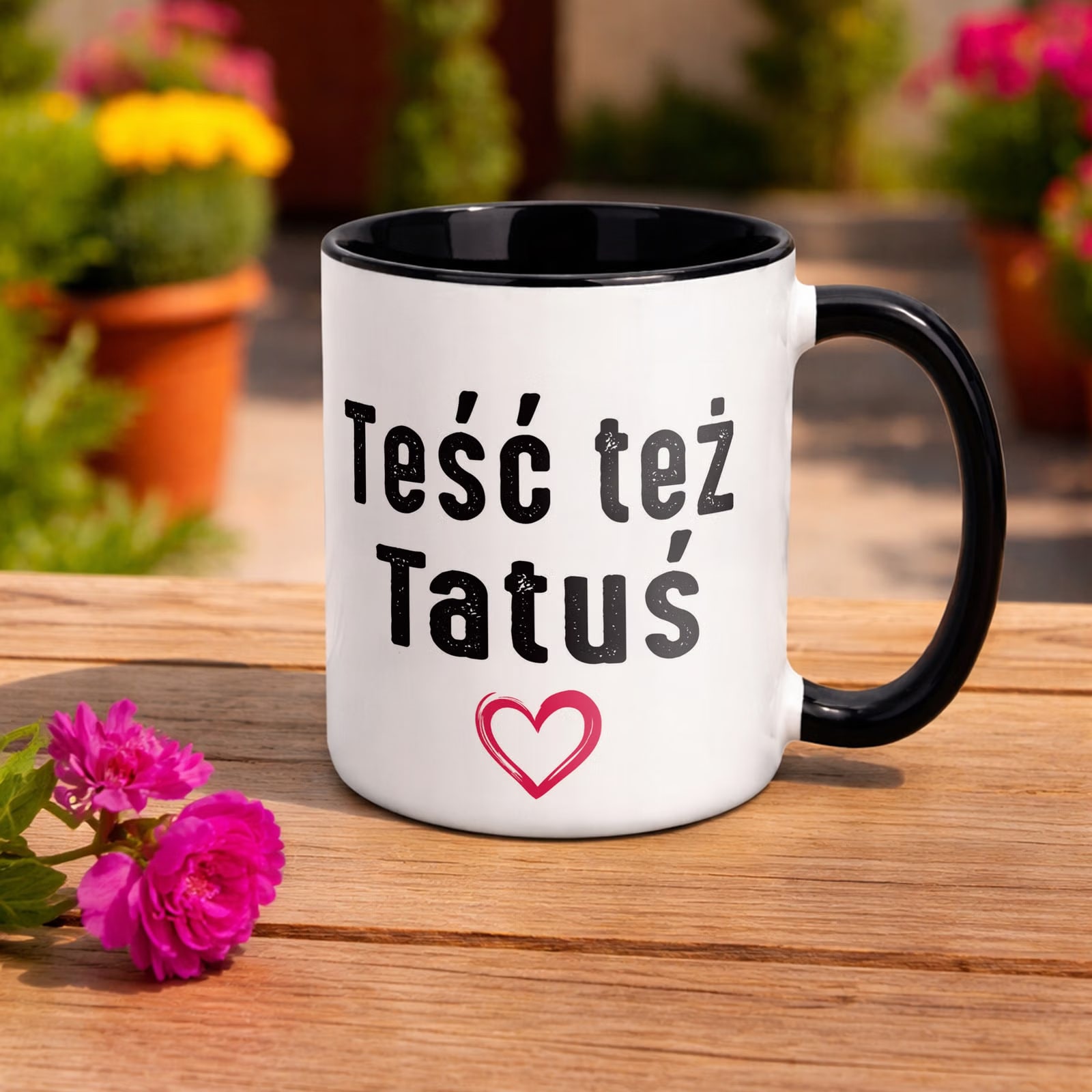 Kubek Czarny Dzień Ojca Dla Teścia Teść Też Tatuś Prezent