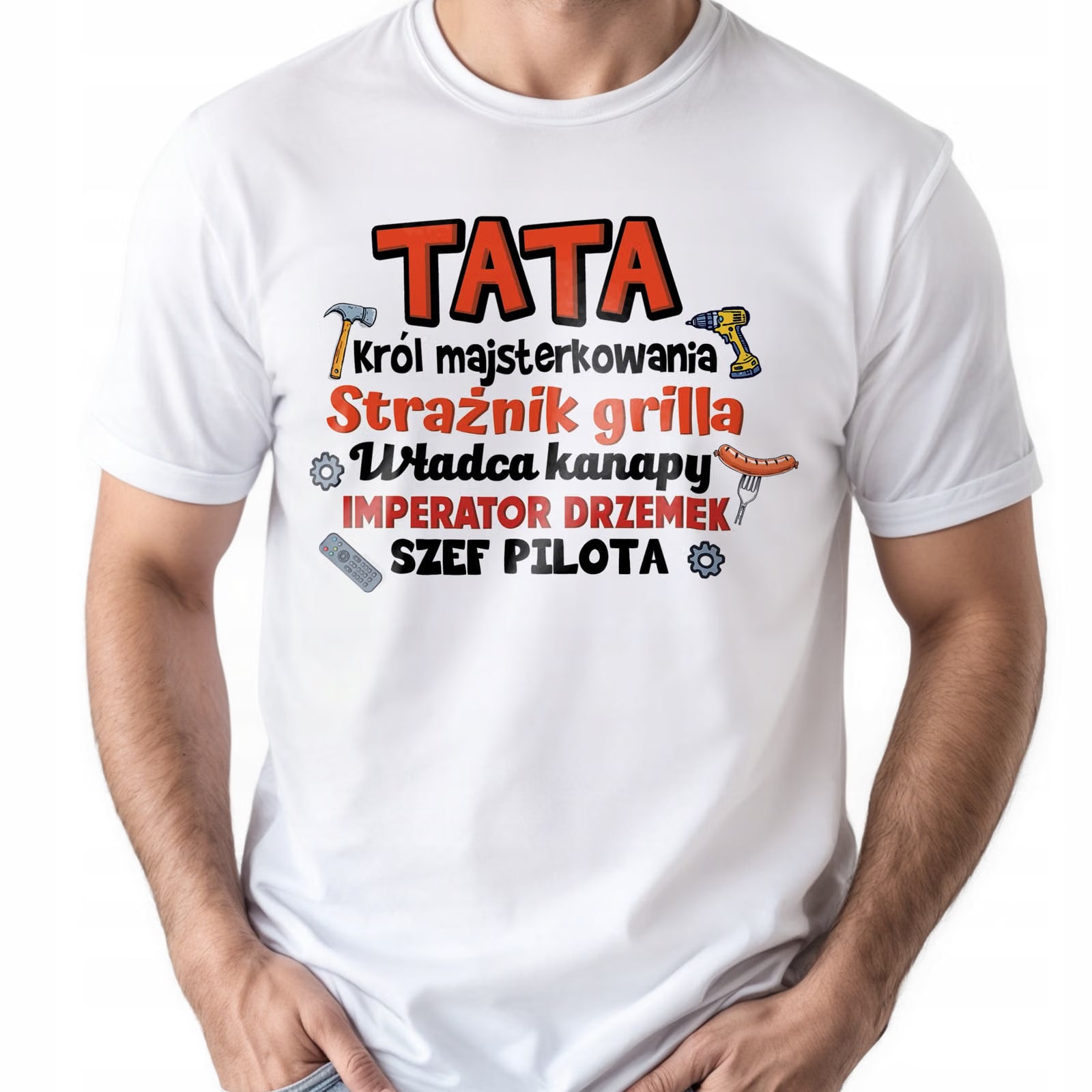 Koszulka biała męska Dzień Ojca Dla Taty Prezent