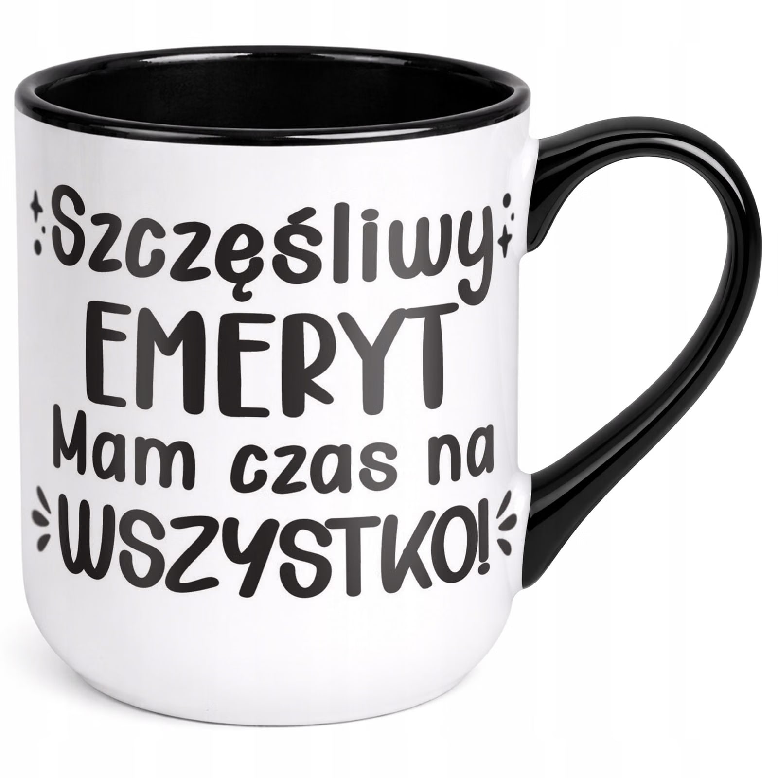 Kubek z nadrukiem Premium Czarny Emerytura Dla Emeryta Upominek Prezent