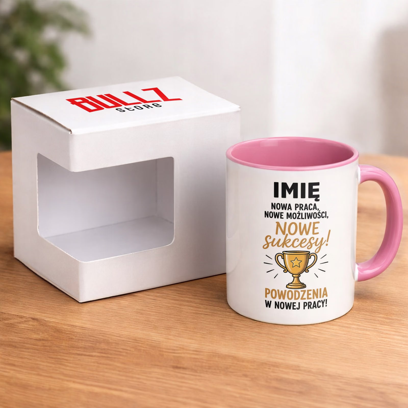Kubek Różowy Personalizowany z Nadrukiem Pożegnanie Odejście z Pracy