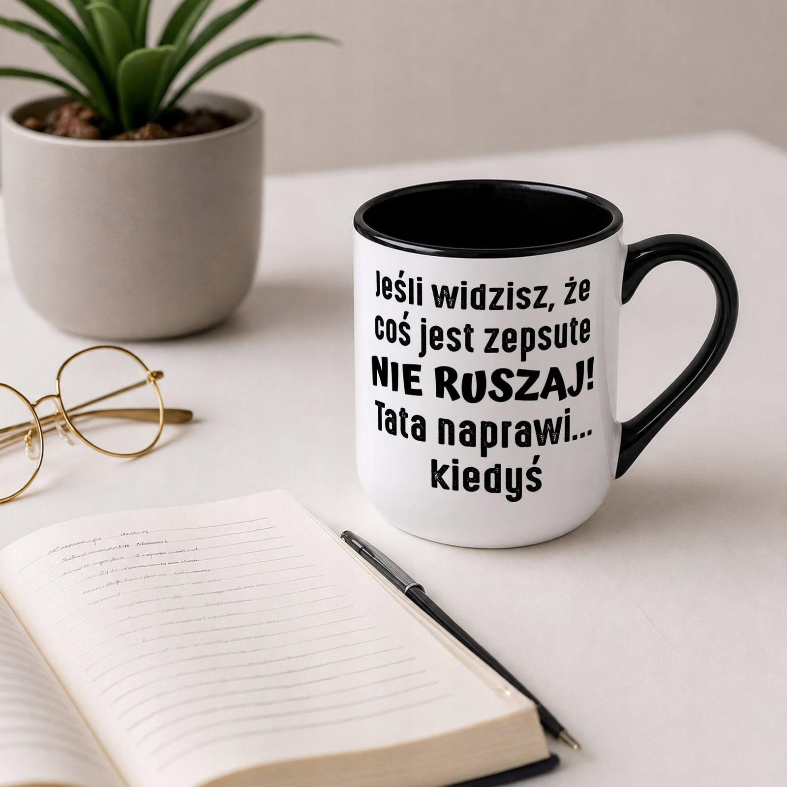 Kubek z nadrukiem Premium Czarny Dla Taty Dzień Ojca Upominek Prezent