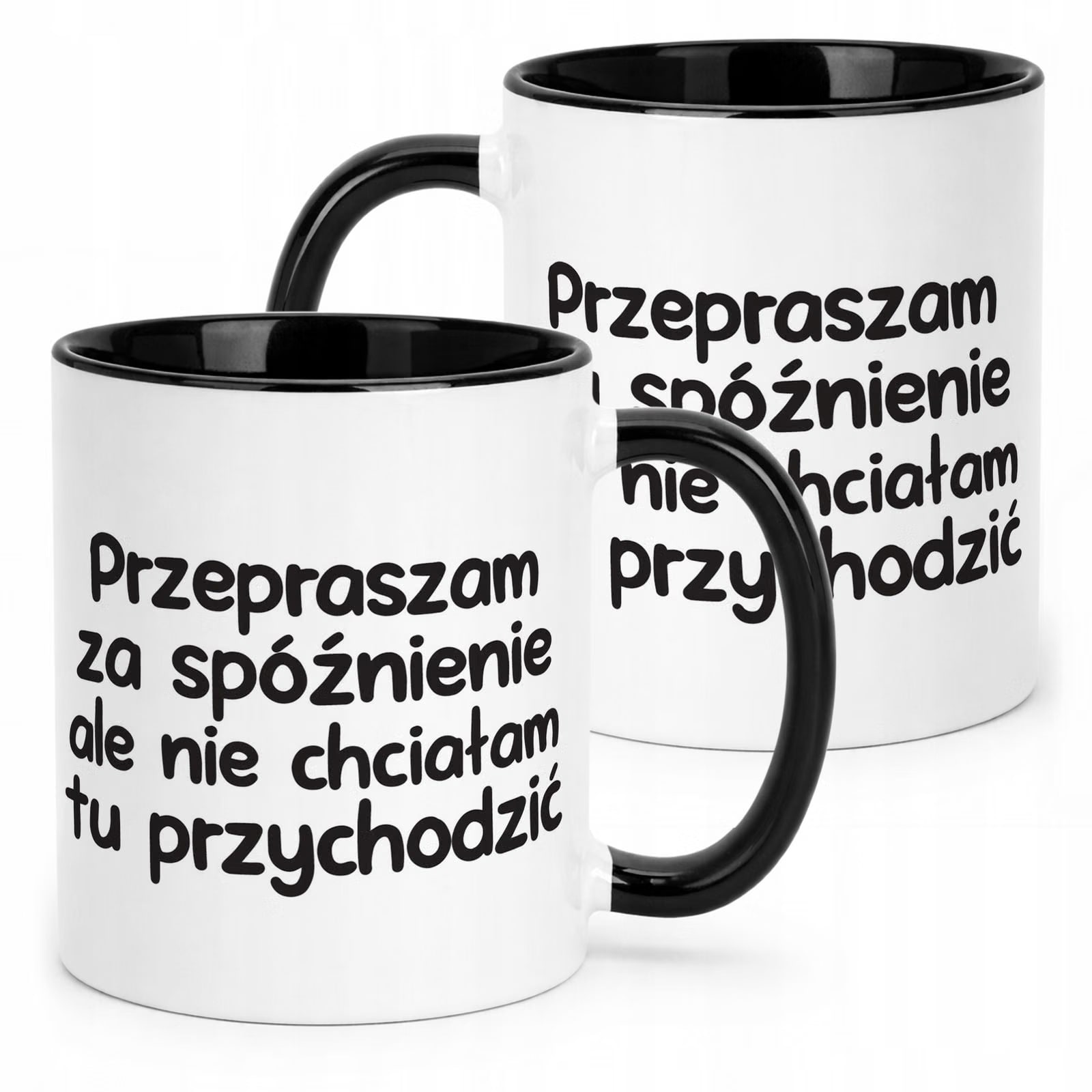 Kubek Czarny Przepraszam Za Spóźnienie Śmieszny Zabawny Prezent