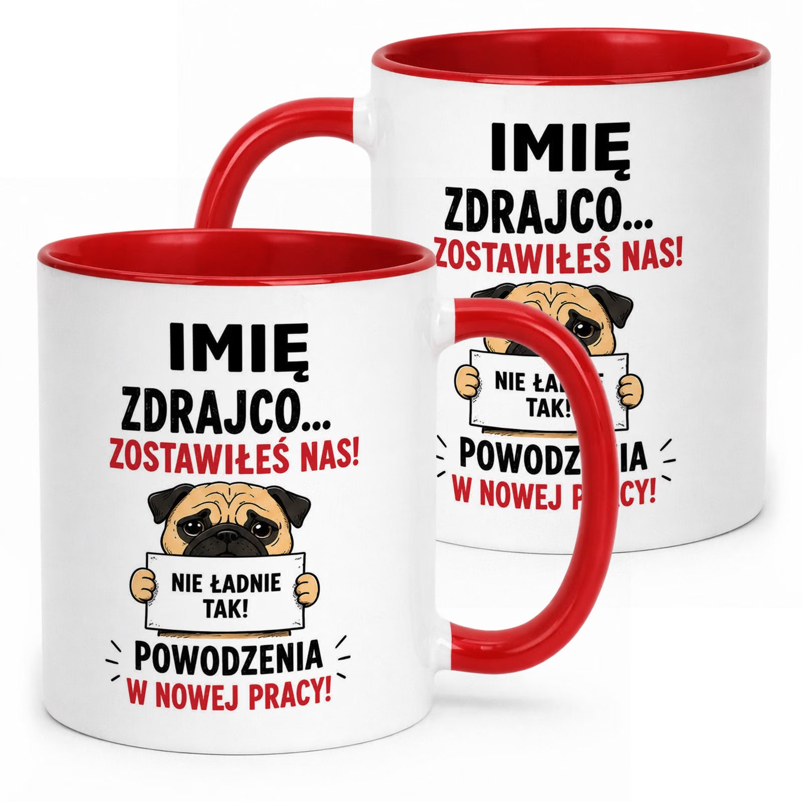 Kubek Czerwony Personalizowany z Nadrukiem Pożegnanie Odejście z Pracy