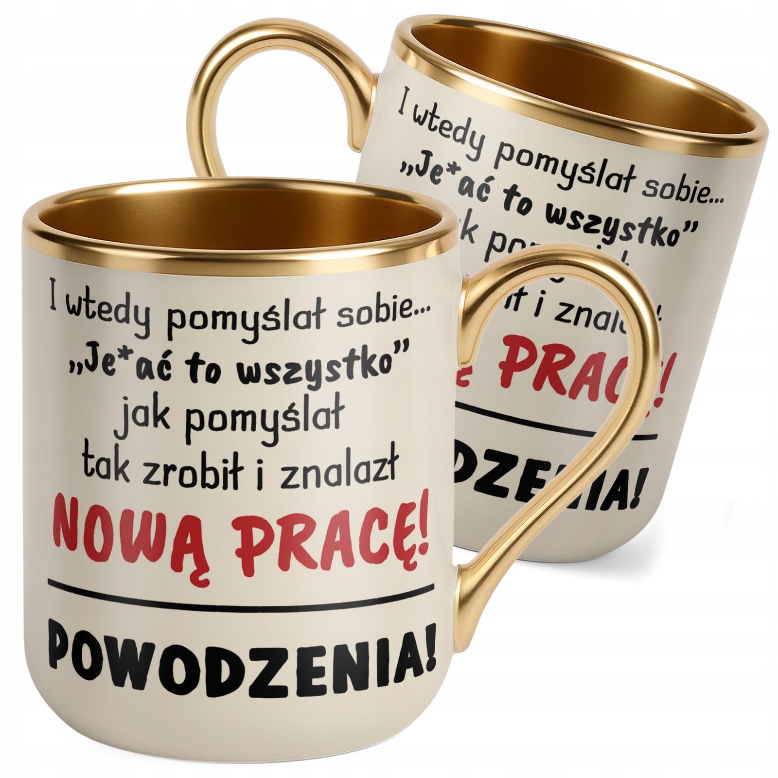 Kubek Premium Złoty Ecru Na Pożegnanie Odejście z Pracy Zabawny Prezent